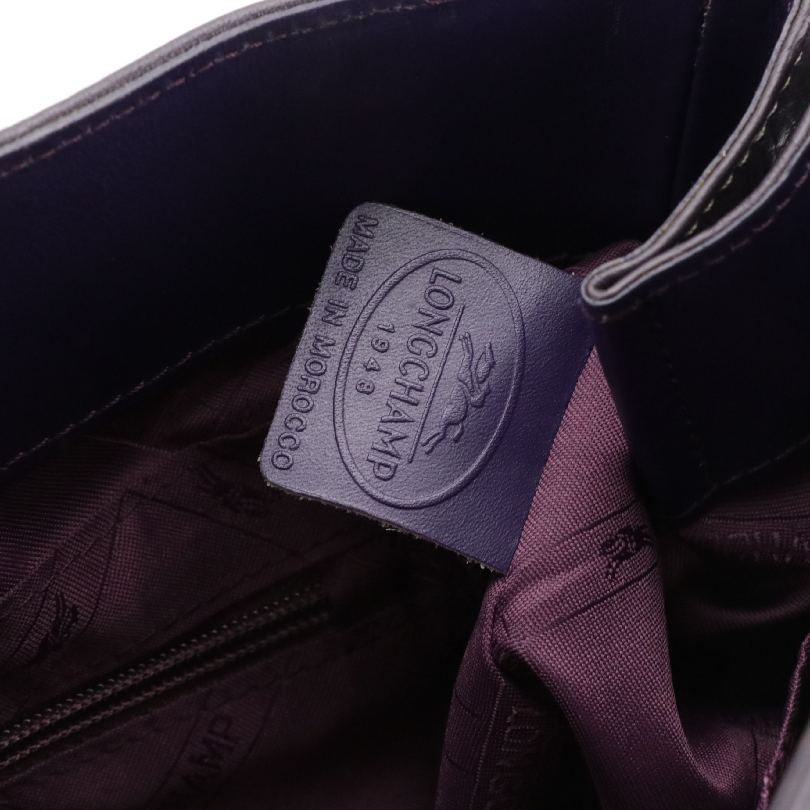 Longchamp Rodeo Luxe Shopper Tote in Dark Purple Grained Cowhide Leather