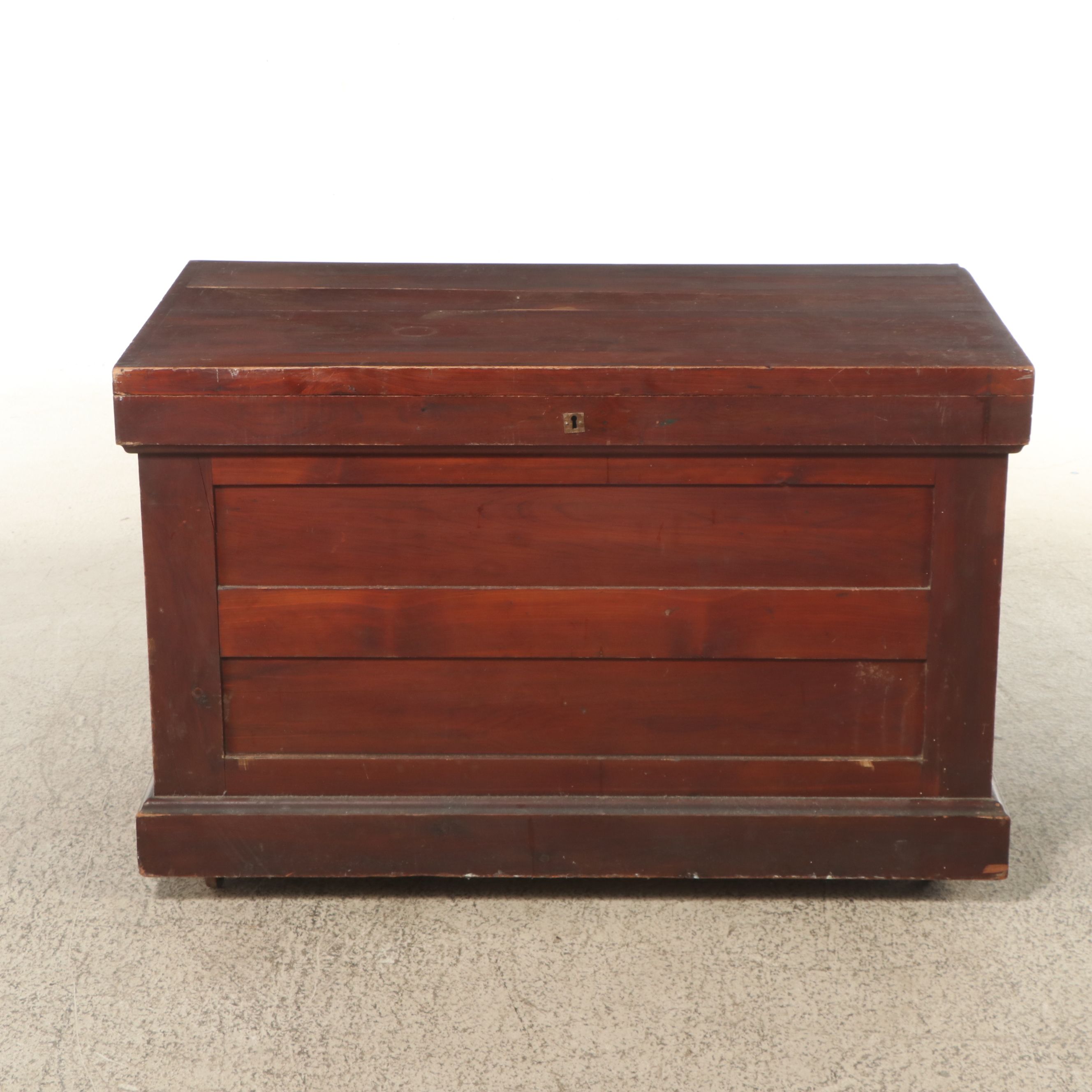 Late Victorian Style Wooden Chest on Casters, Late 19th/Early 20th Century