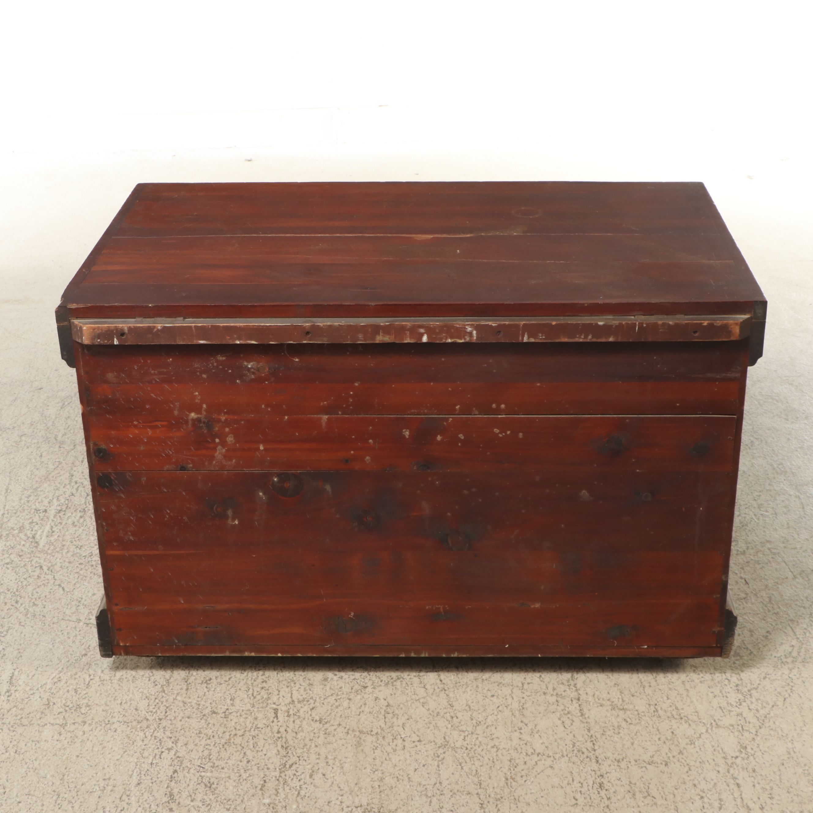 Late Victorian Style Wooden Chest on Casters, Late 19th/Early 20th Century