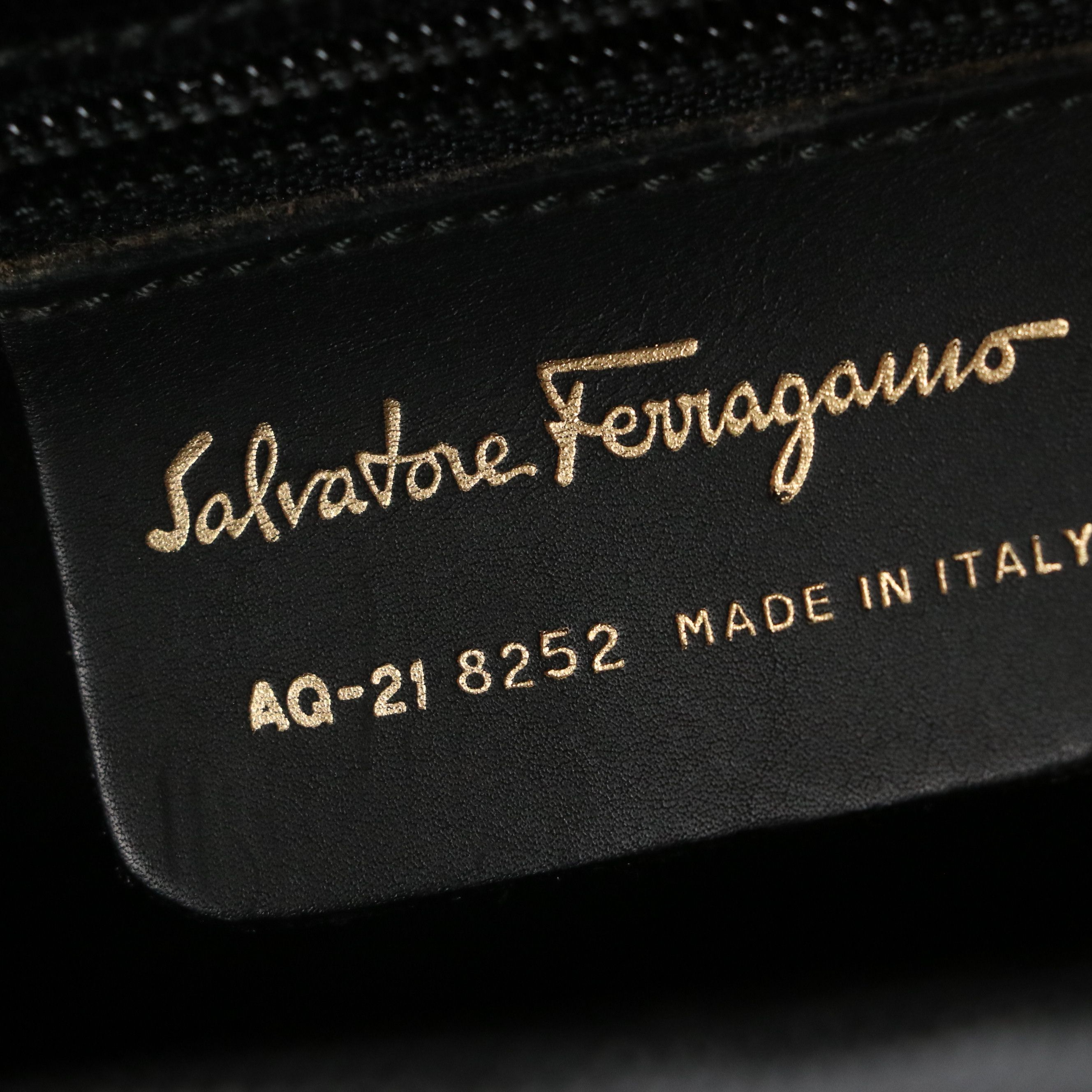 Salvatore Ferragamo Vara Flap Handbag in Black Embossed Lizard
