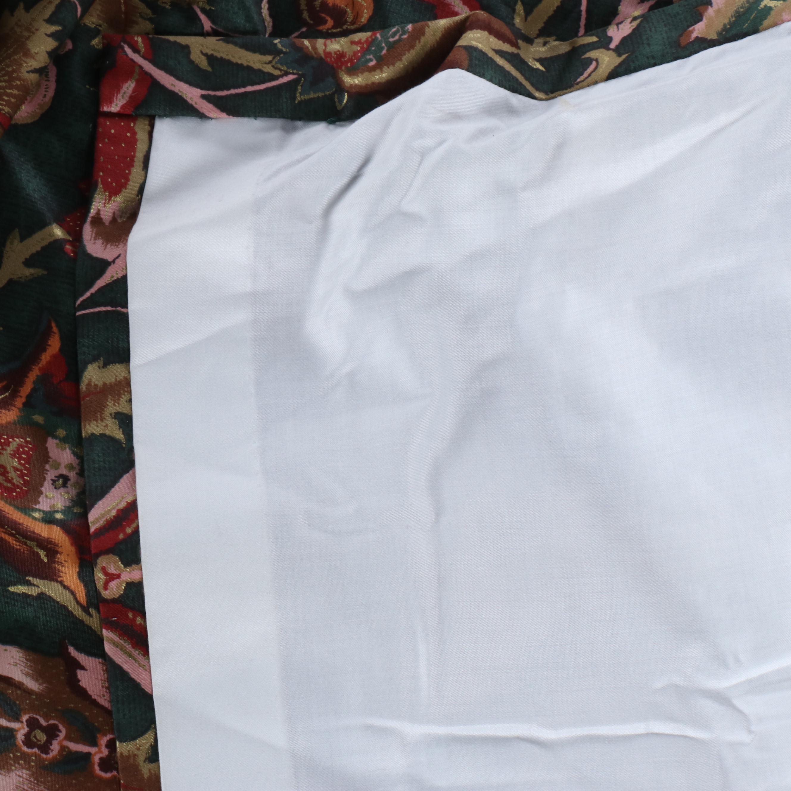 78" Jewel Colored Floral Damask Print Drapes, Set of Four with Accent Pillows