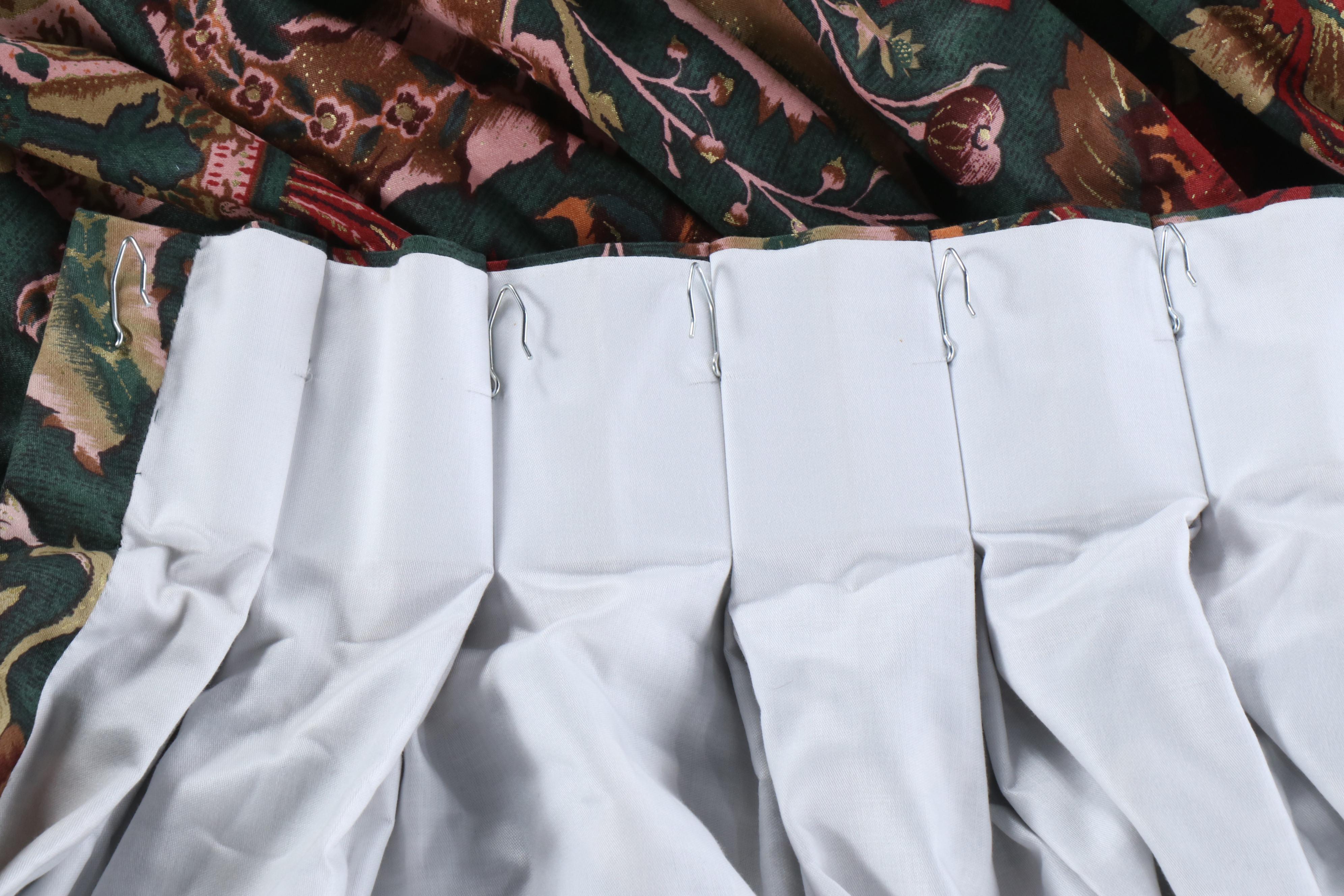 78" Jewel Colored Floral Damask Print Drapes, Set of Four with Accent Pillows