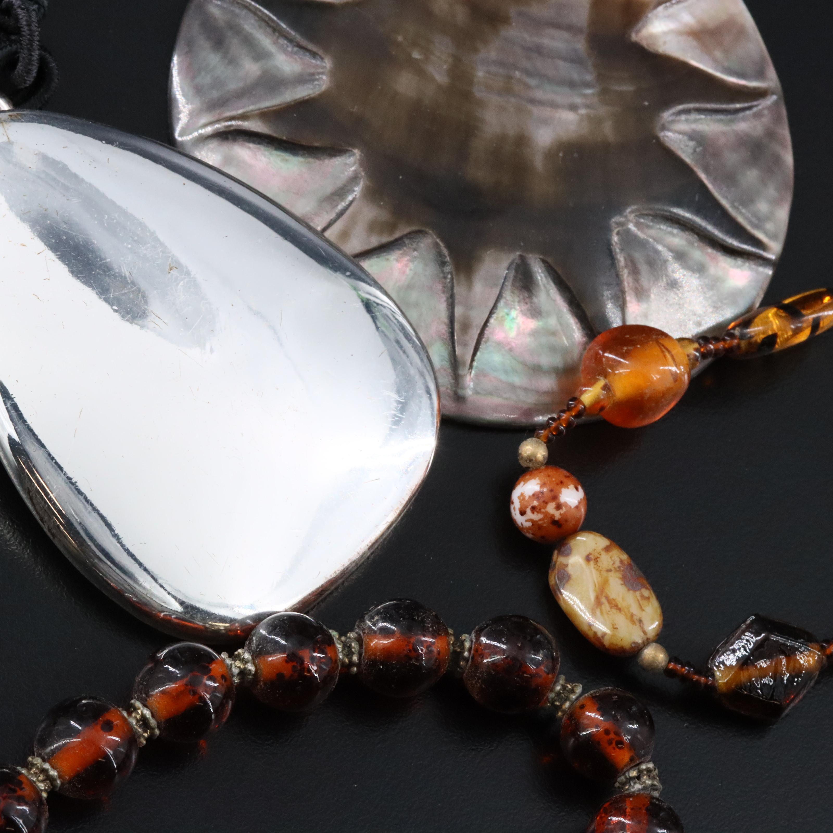 Necklaces Featuring Carved Mother-of-Pearl