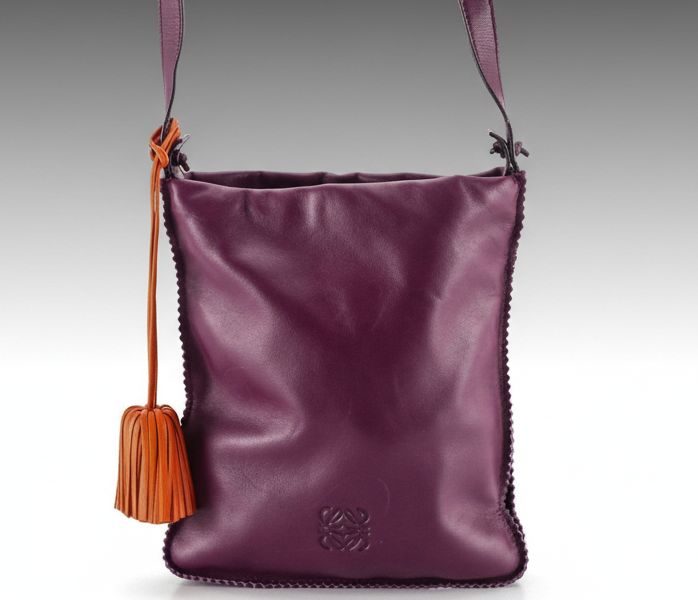 Loewe Purple Lambskin Leather Anagram Embossed Crossbody Bag