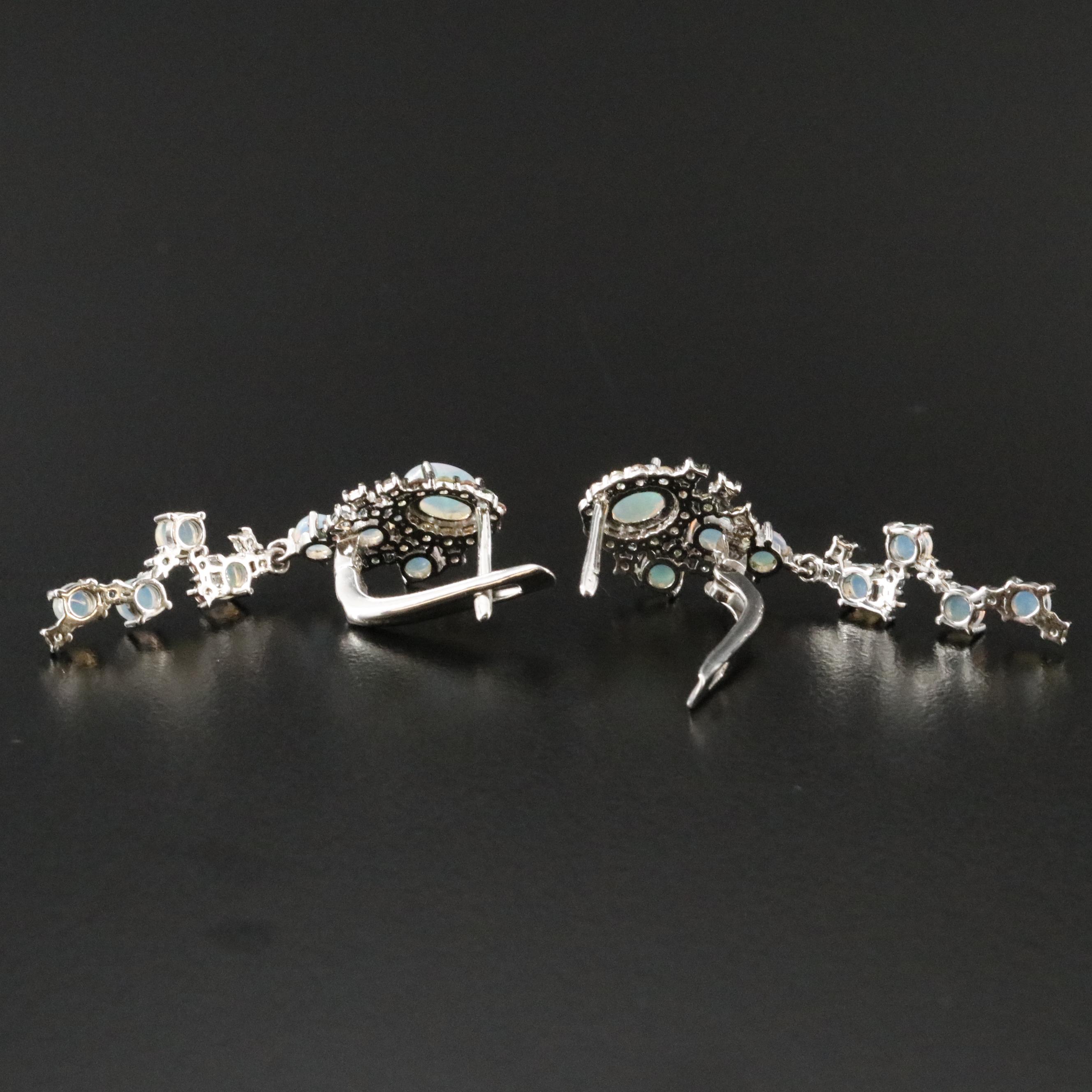 Sterling Opal and Sapphire Earrings