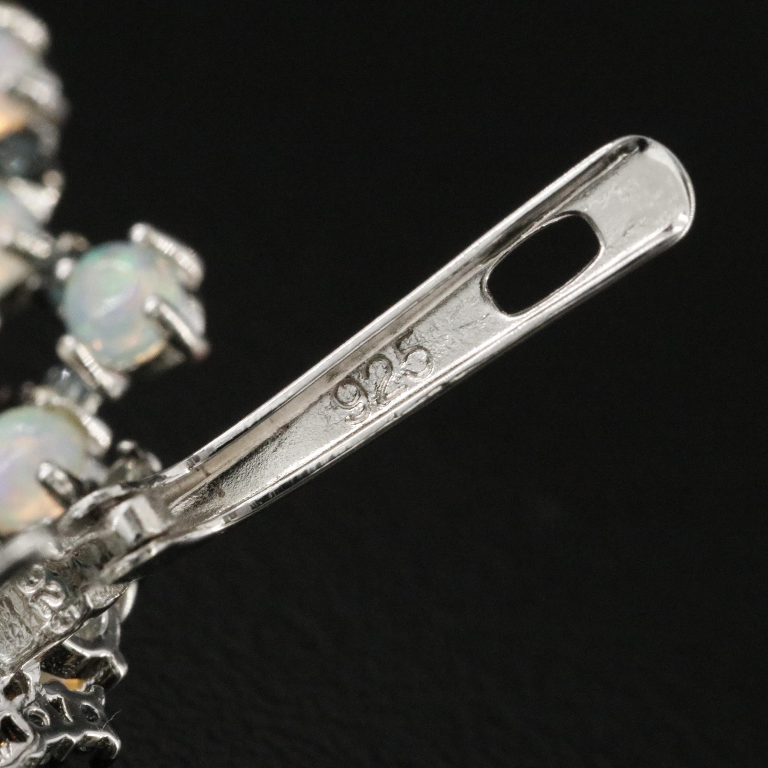 Sterling Opal and Sapphire Earrings