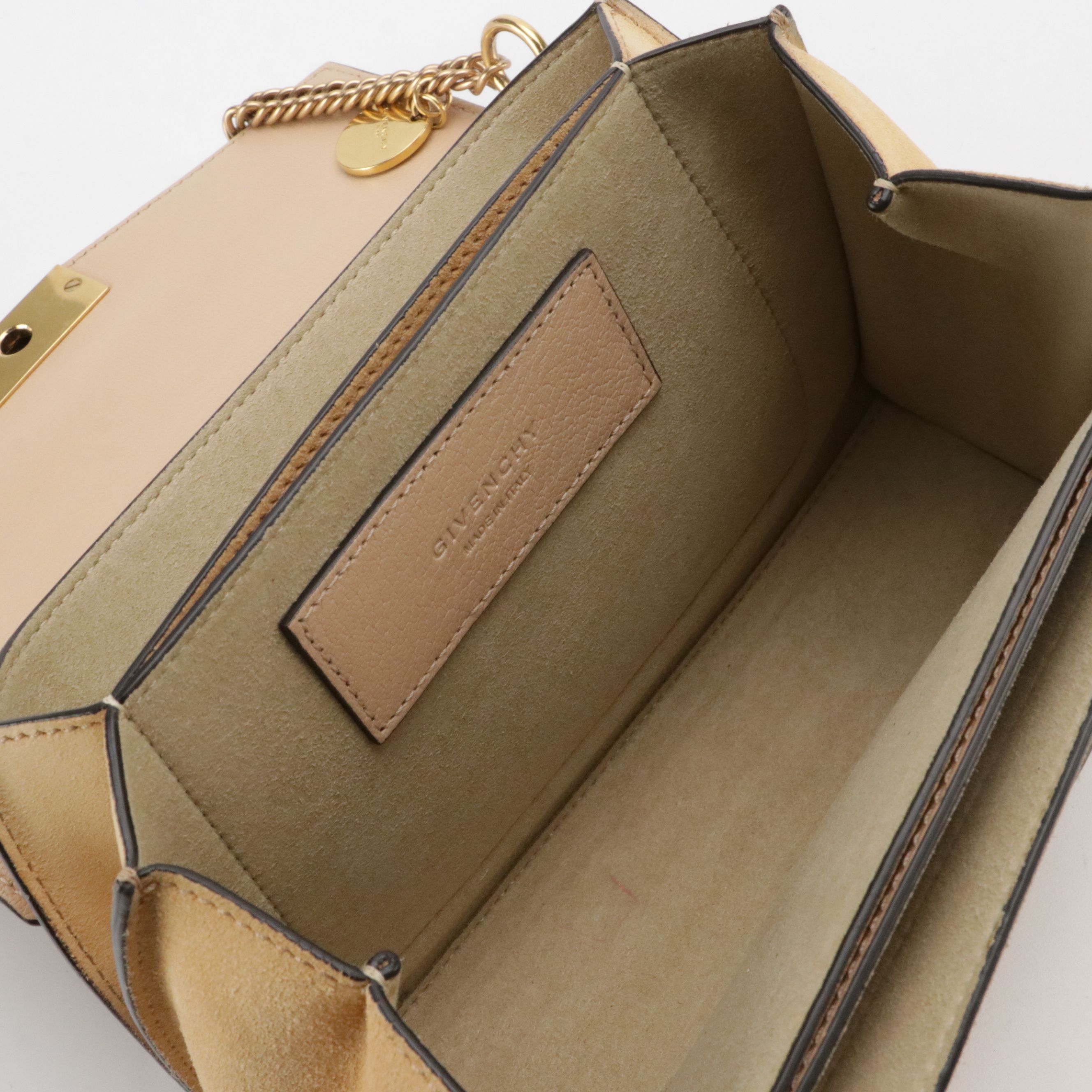 Givenchy GV3 Small Crossbody Bag in Nude Goatskin and Tan Suede