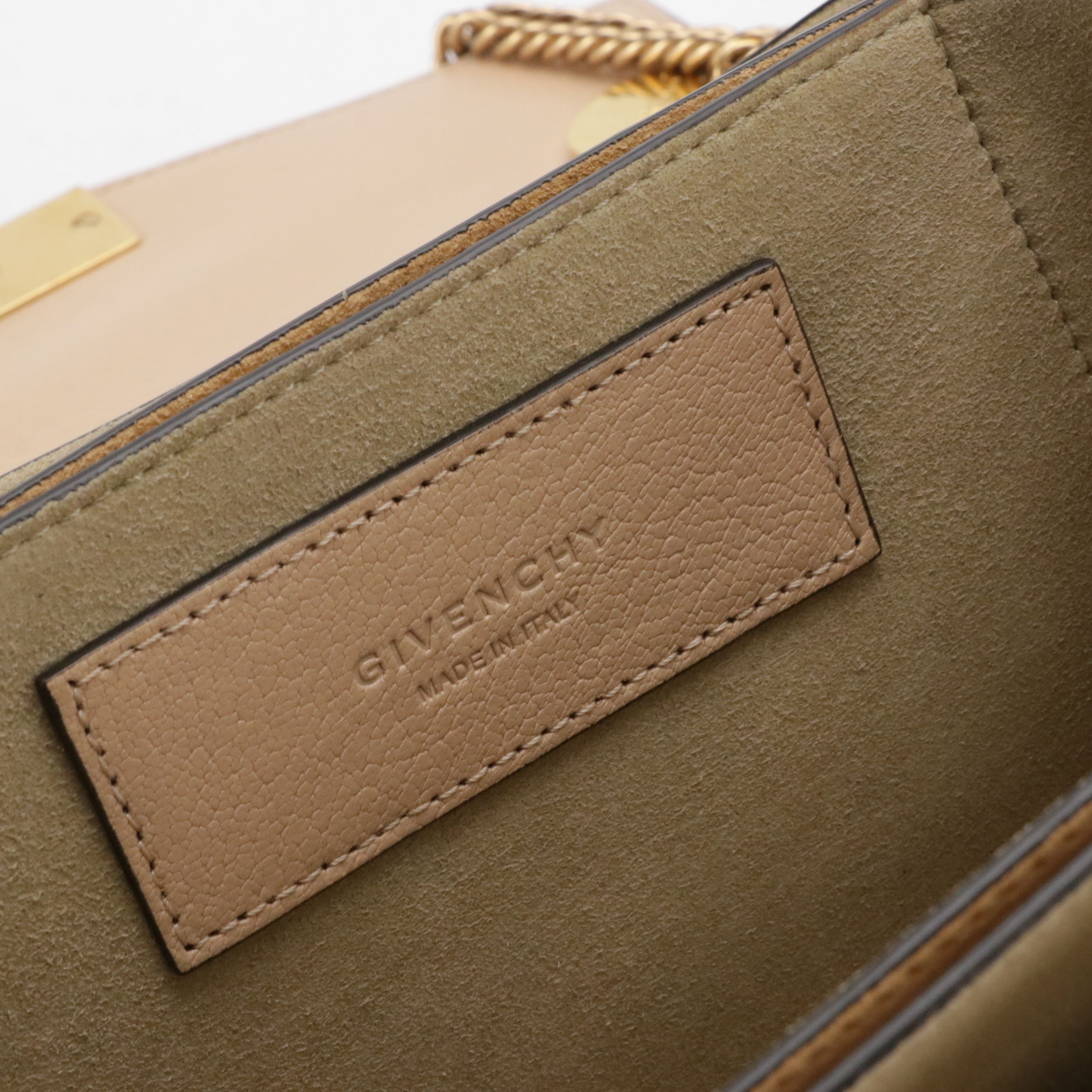 Givenchy GV3 Small Crossbody Bag in Nude Goatskin and Tan Suede