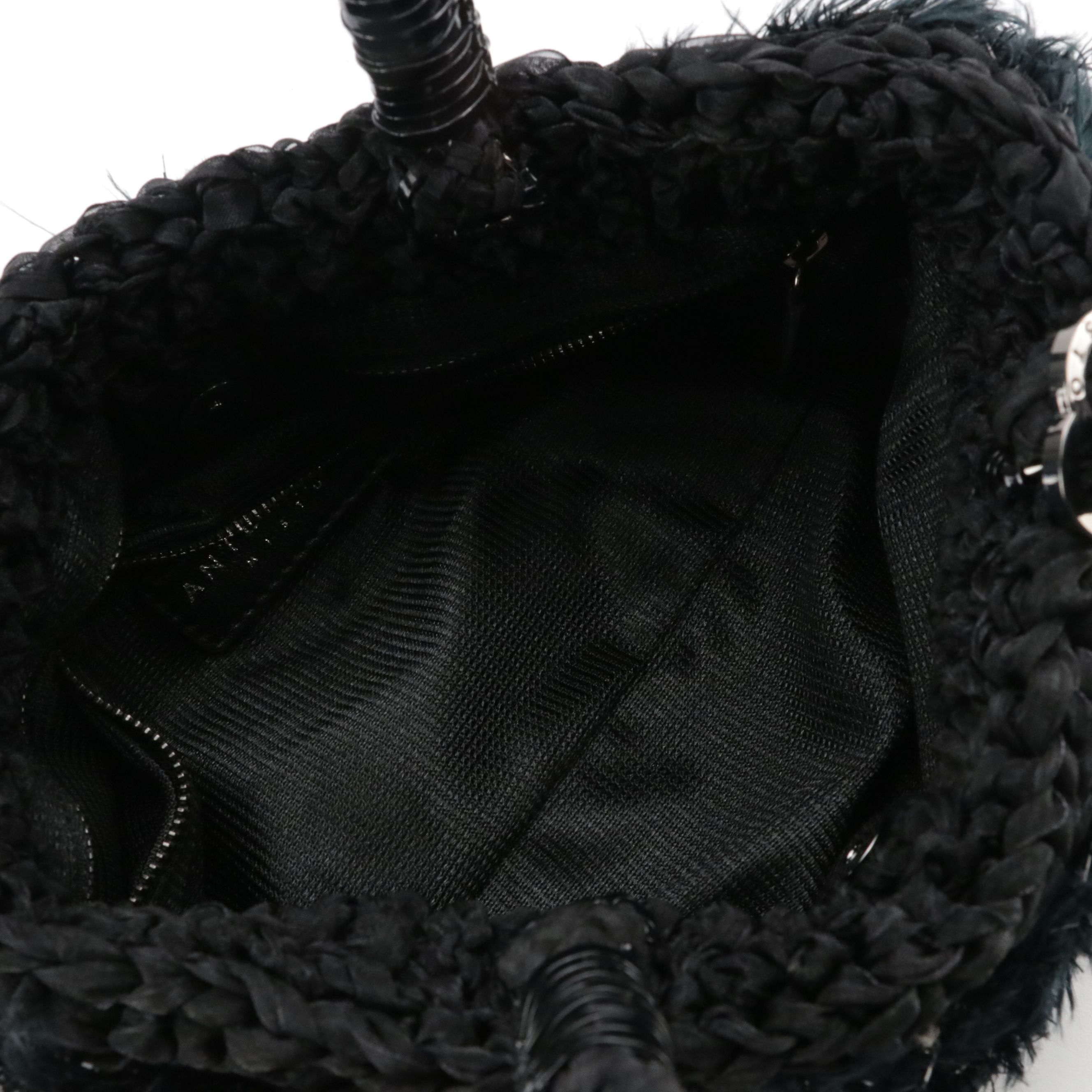 Anteprima Braided and Woven Textile Handbag in Black/Metallic