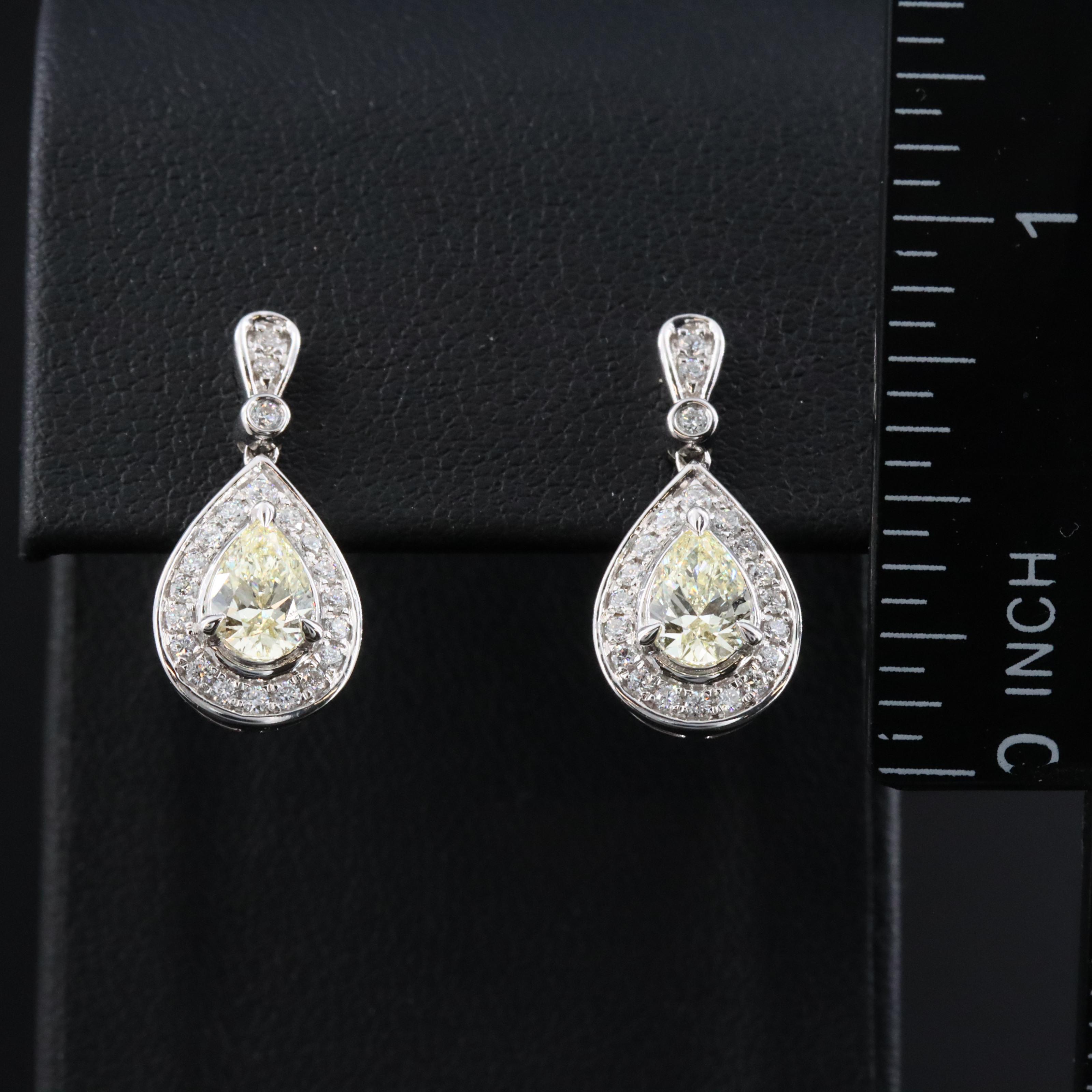 14K 1.54 CTW Lab Grown Diamond Earrings with Fancy Yellow