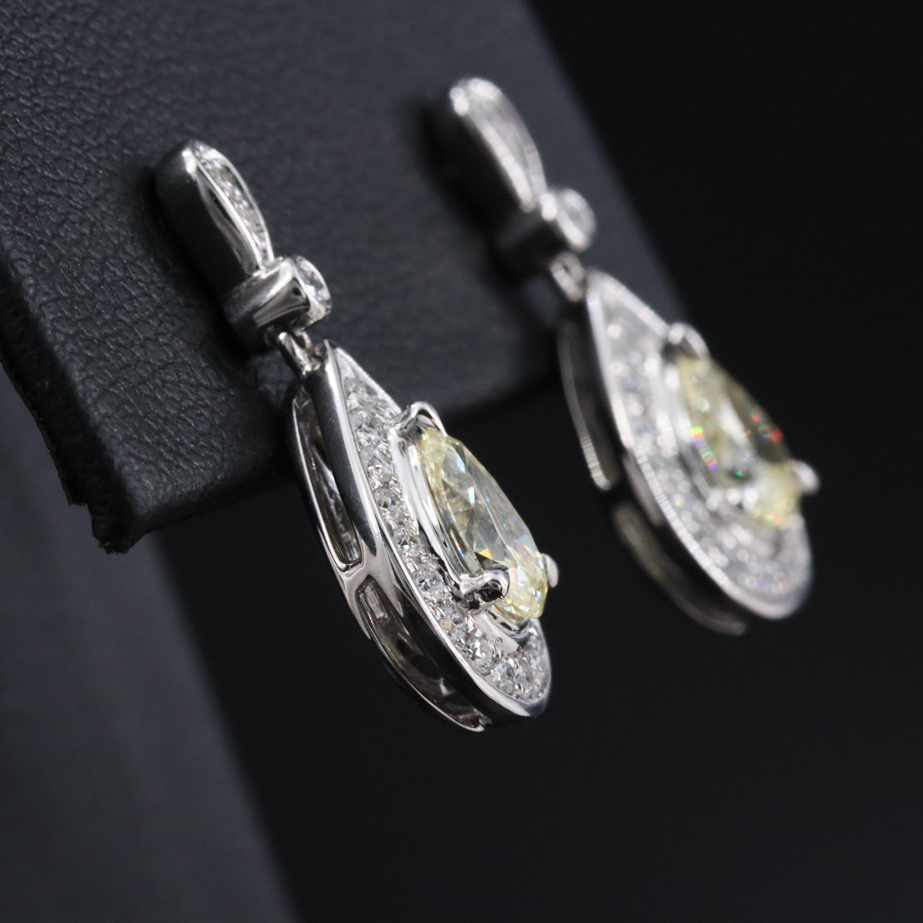 14K 1.54 CTW Lab Grown Diamond Earrings with Fancy Yellow