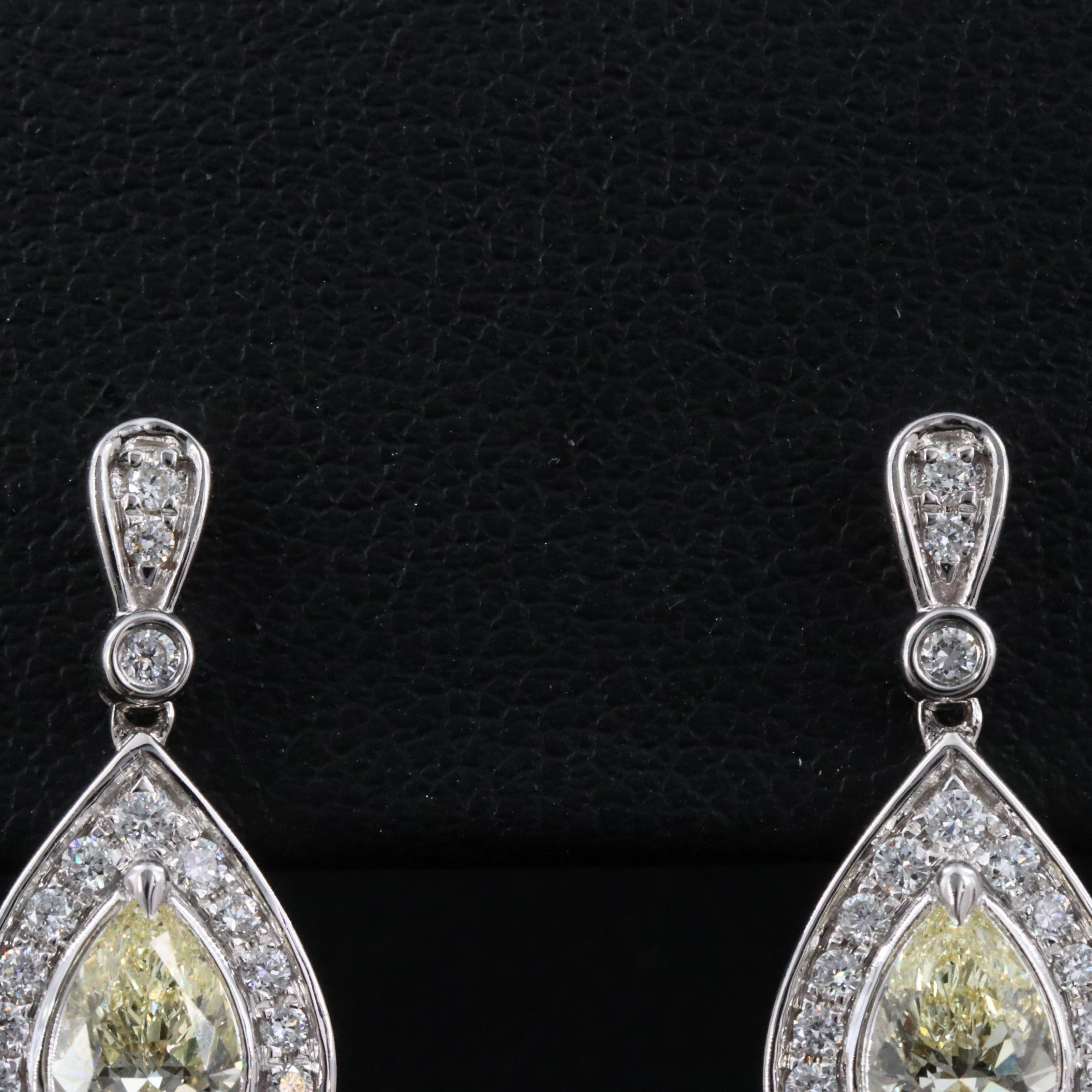 14K 1.54 CTW Lab Grown Diamond Earrings with Fancy Yellow