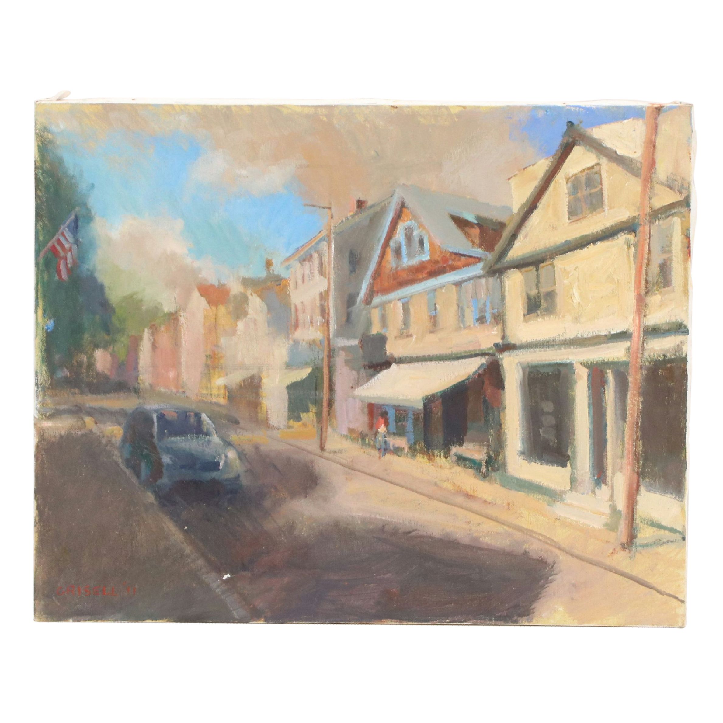 Susan Grisell Oil Painting of Street Scene, 2011