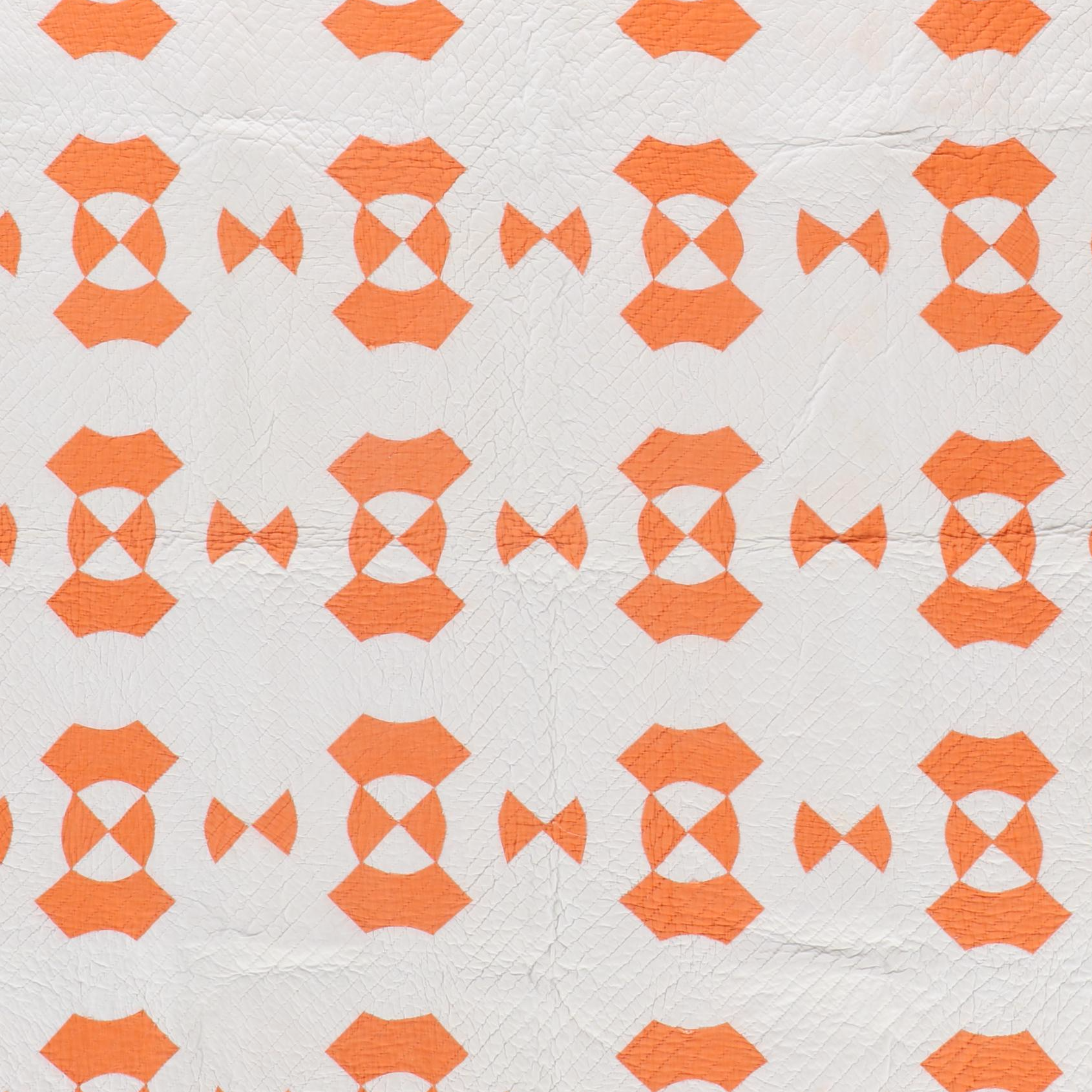 Hand-Pieced "Rose of Sharon" and "Double Wedding Ring" with Other Cotton Quilt