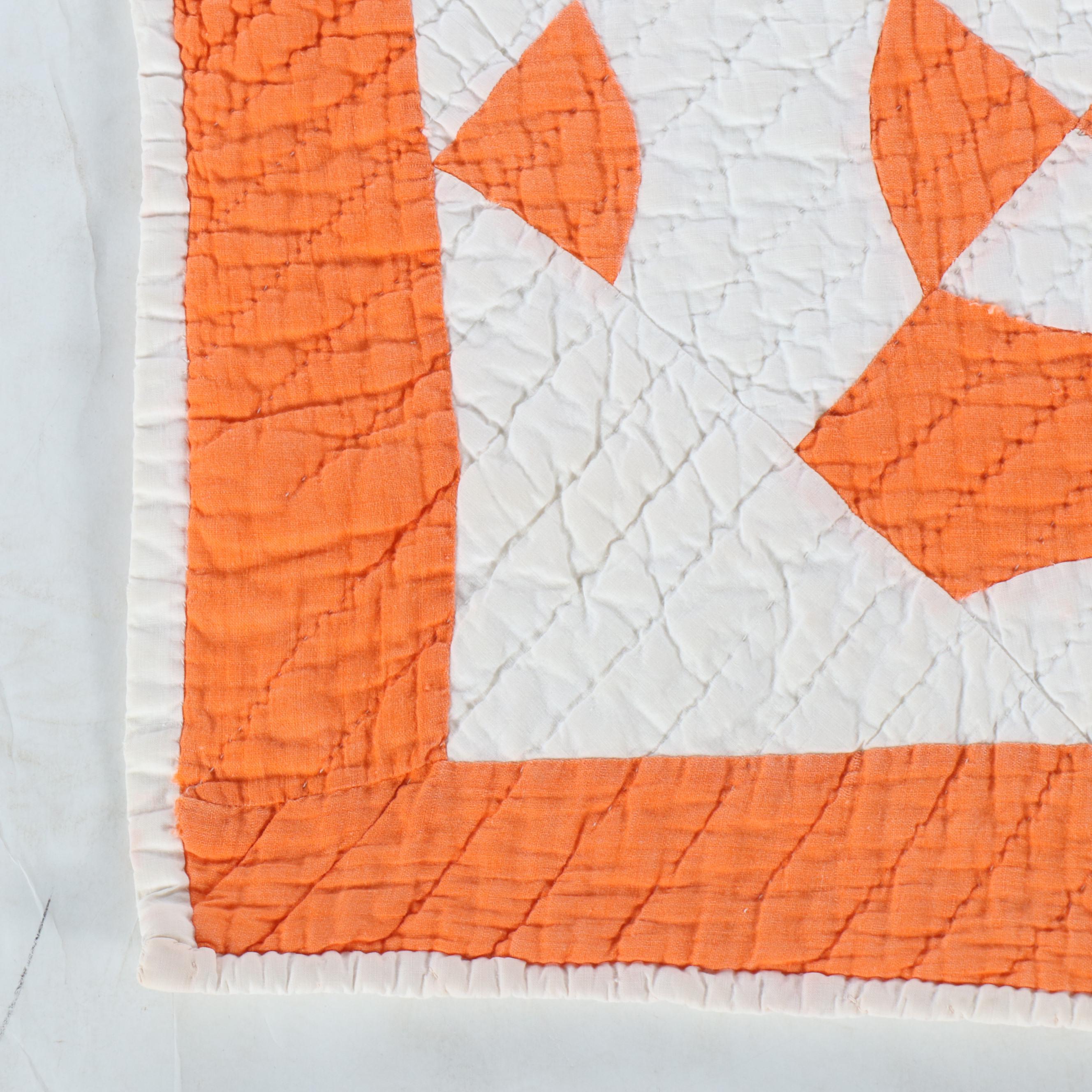 Hand-Pieced "Rose of Sharon" and "Double Wedding Ring" with Other Cotton Quilt