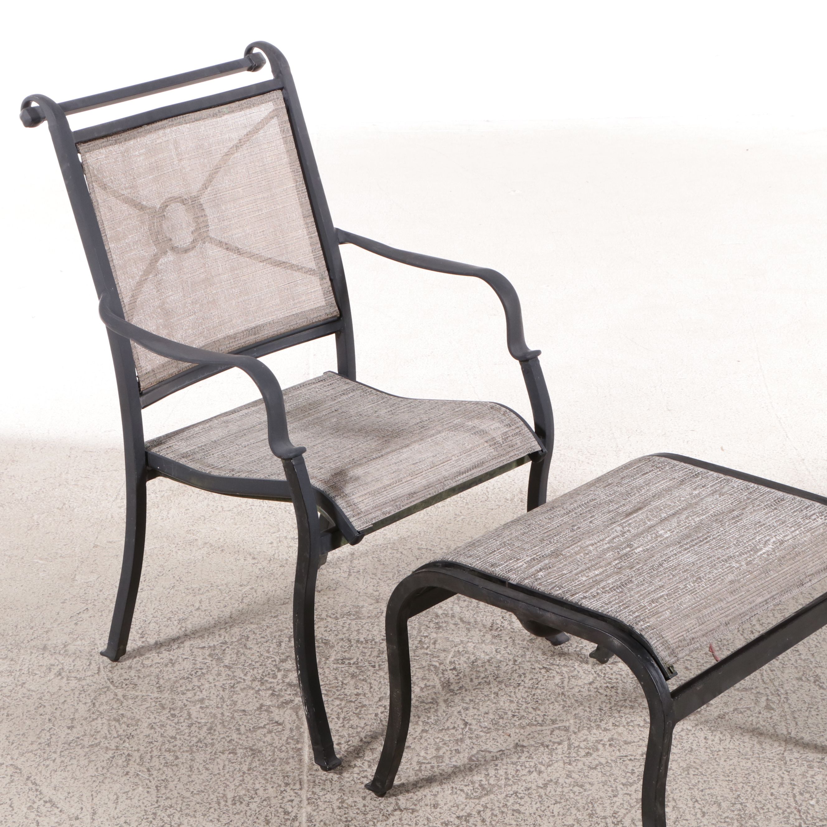 Garden Treasure Aluminum and Polypropylene Armchairs & Footstools, Coffee Table