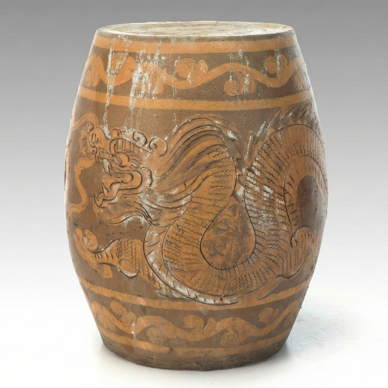 Chinese Style Dragon Stoneware Garden Stool