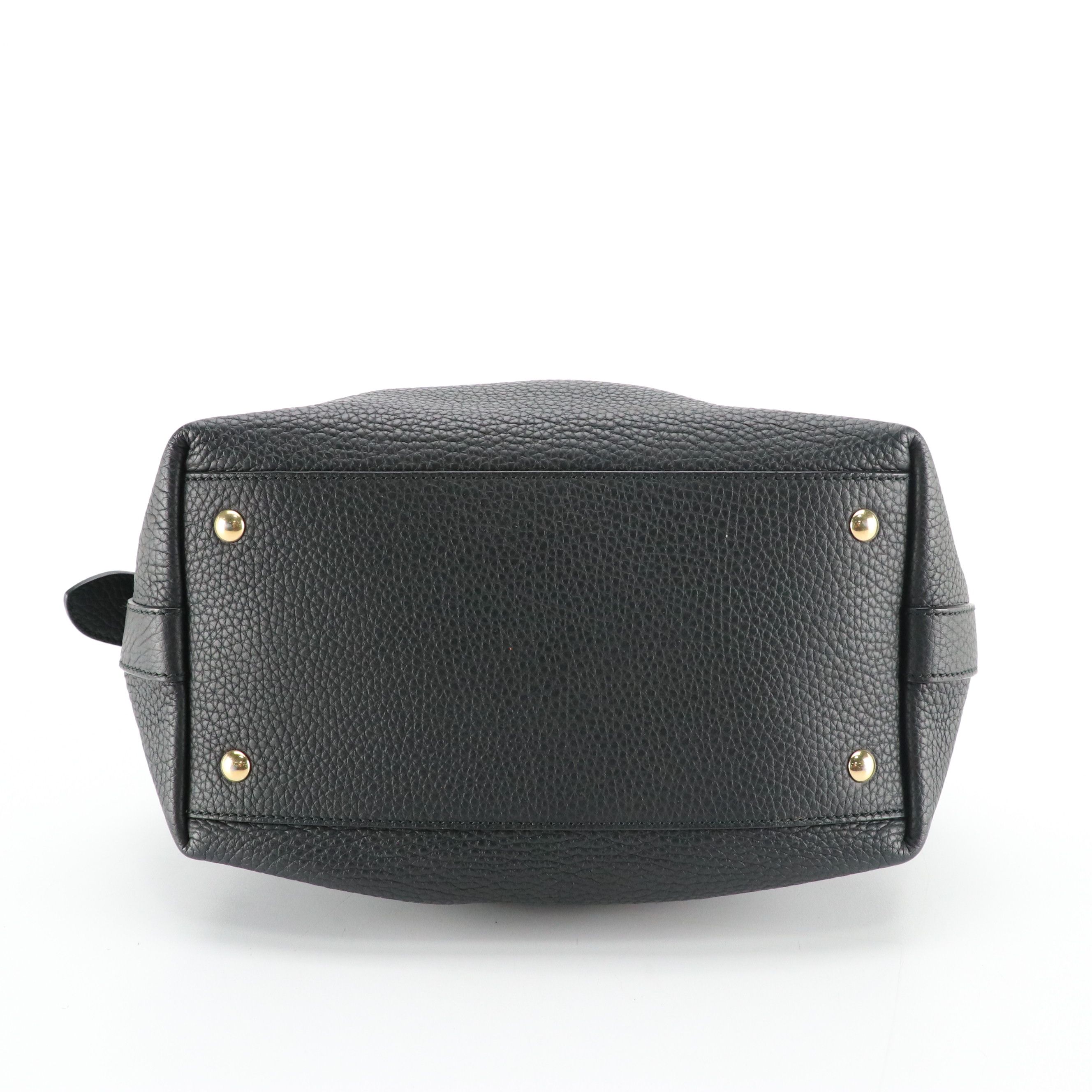 Salvatore Ferragamo Black Grain Leather Drawstring Crossbody Bag