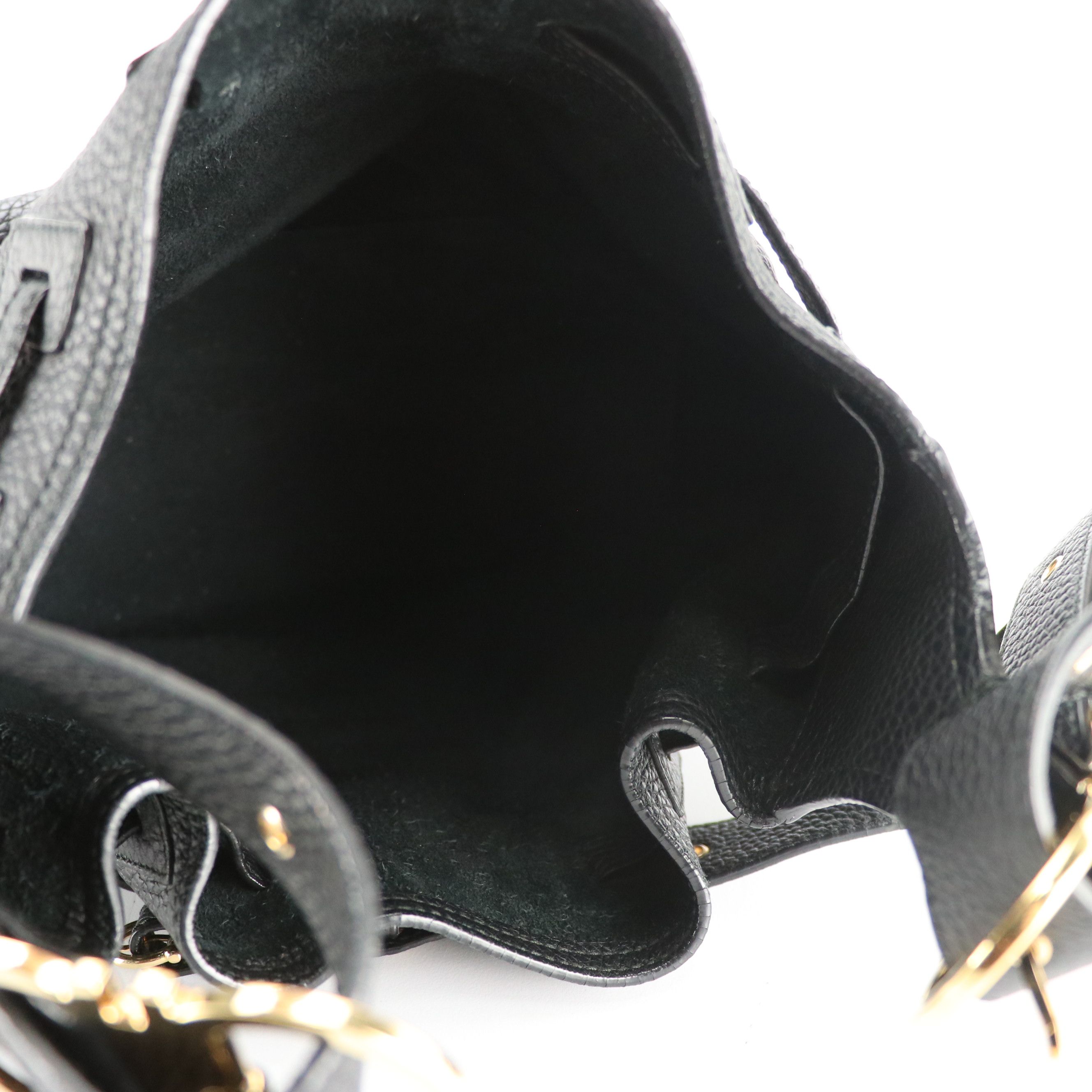 Salvatore Ferragamo Black Grain Leather Drawstring Crossbody Bag