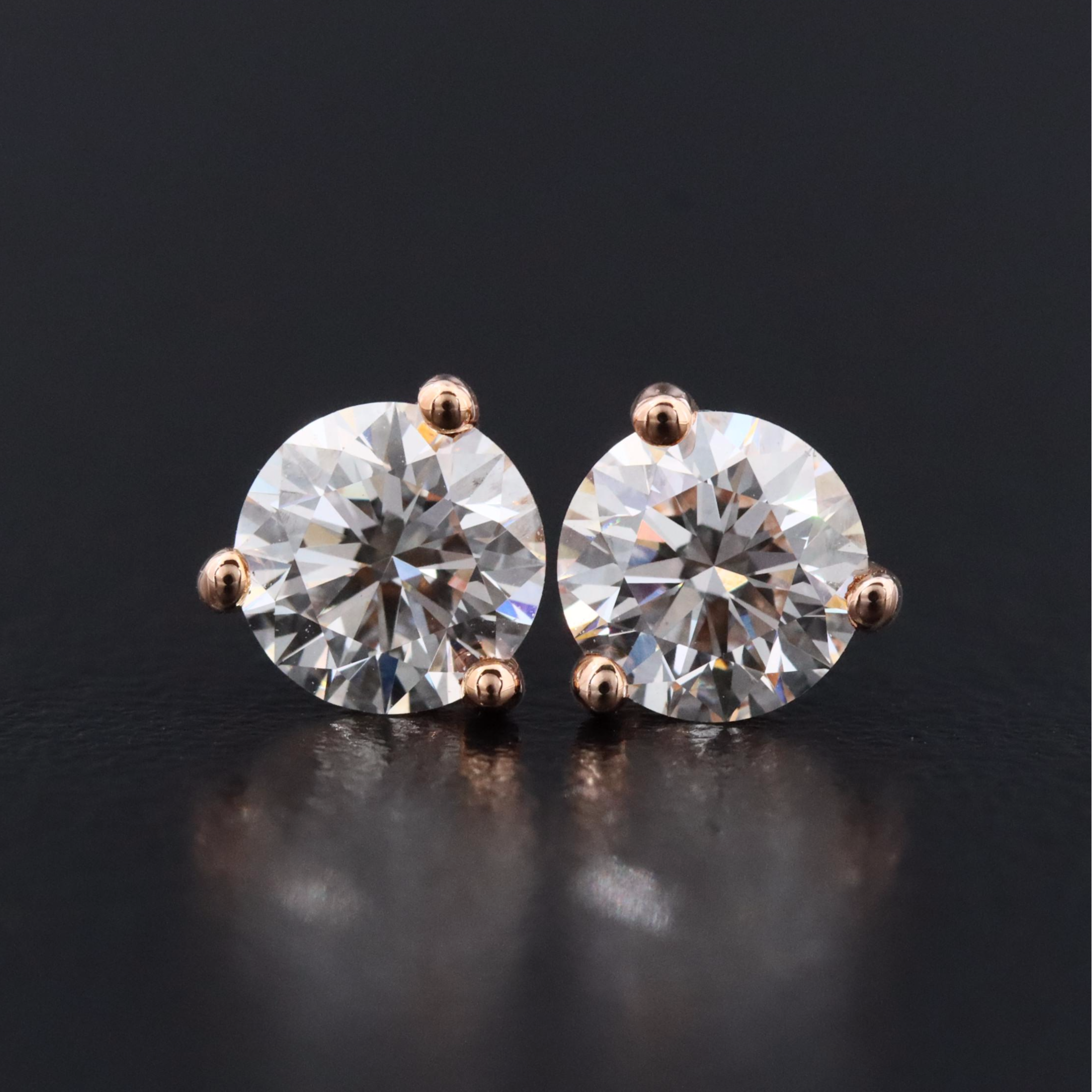 14K Rose Gold 1.00 CTW Lab Grown Diamond Martini Set Earrings