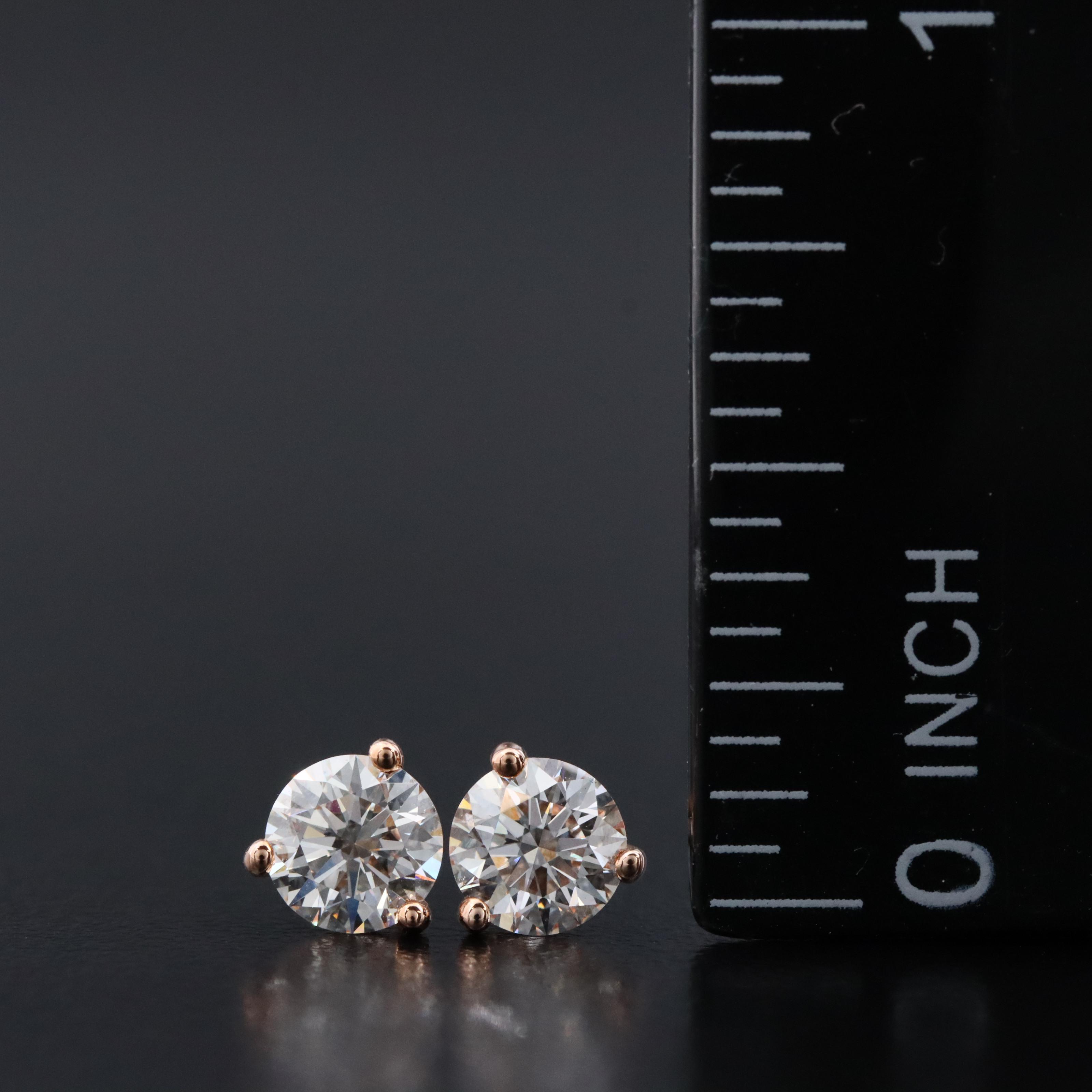 14K Rose Gold 1.00 CTW Lab Grown Diamond Martini Set Earrings
