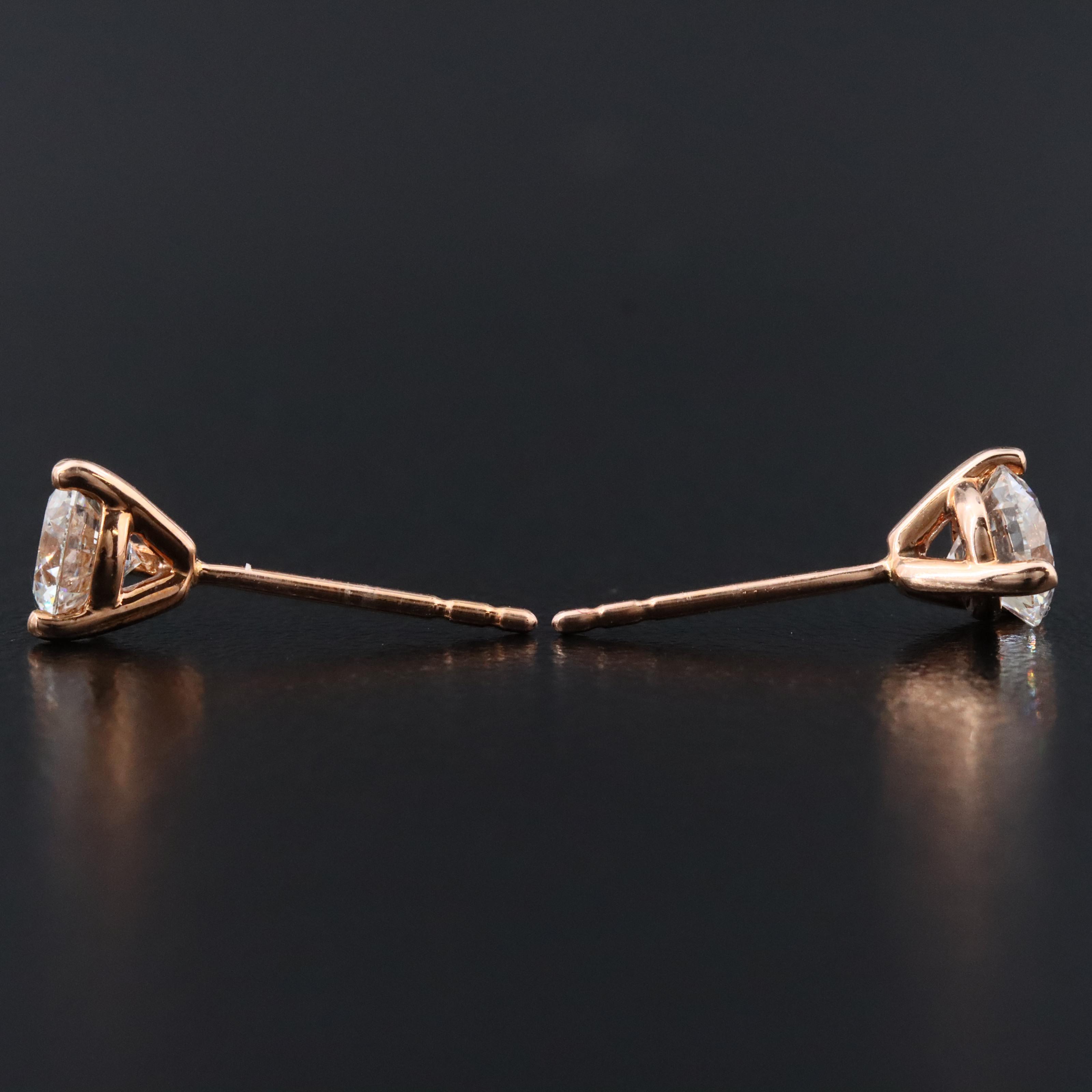14K Rose Gold 1.00 CTW Lab Grown Diamond Martini Set Earrings