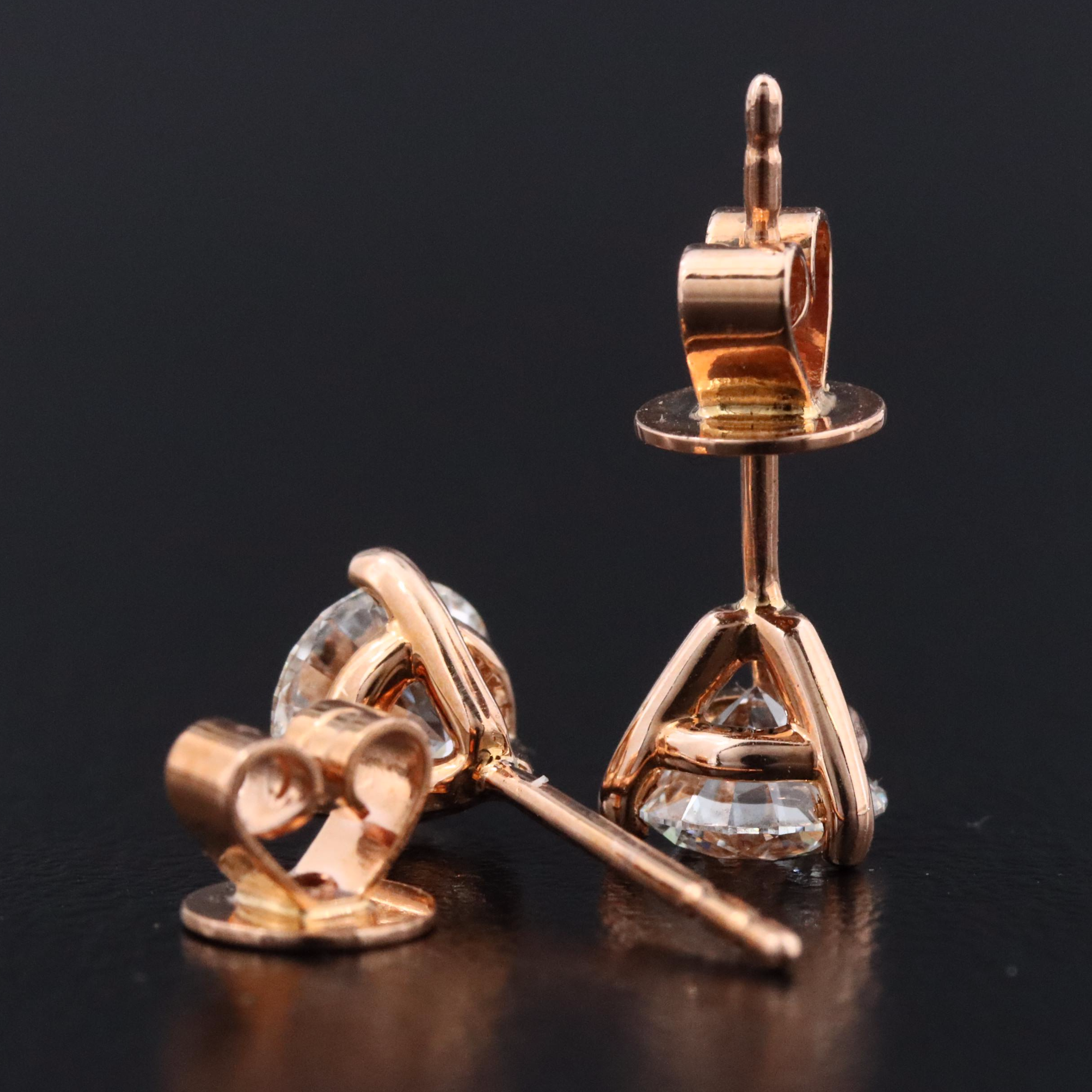 14K Rose Gold 1.00 CTW Lab Grown Diamond Martini Set Earrings
