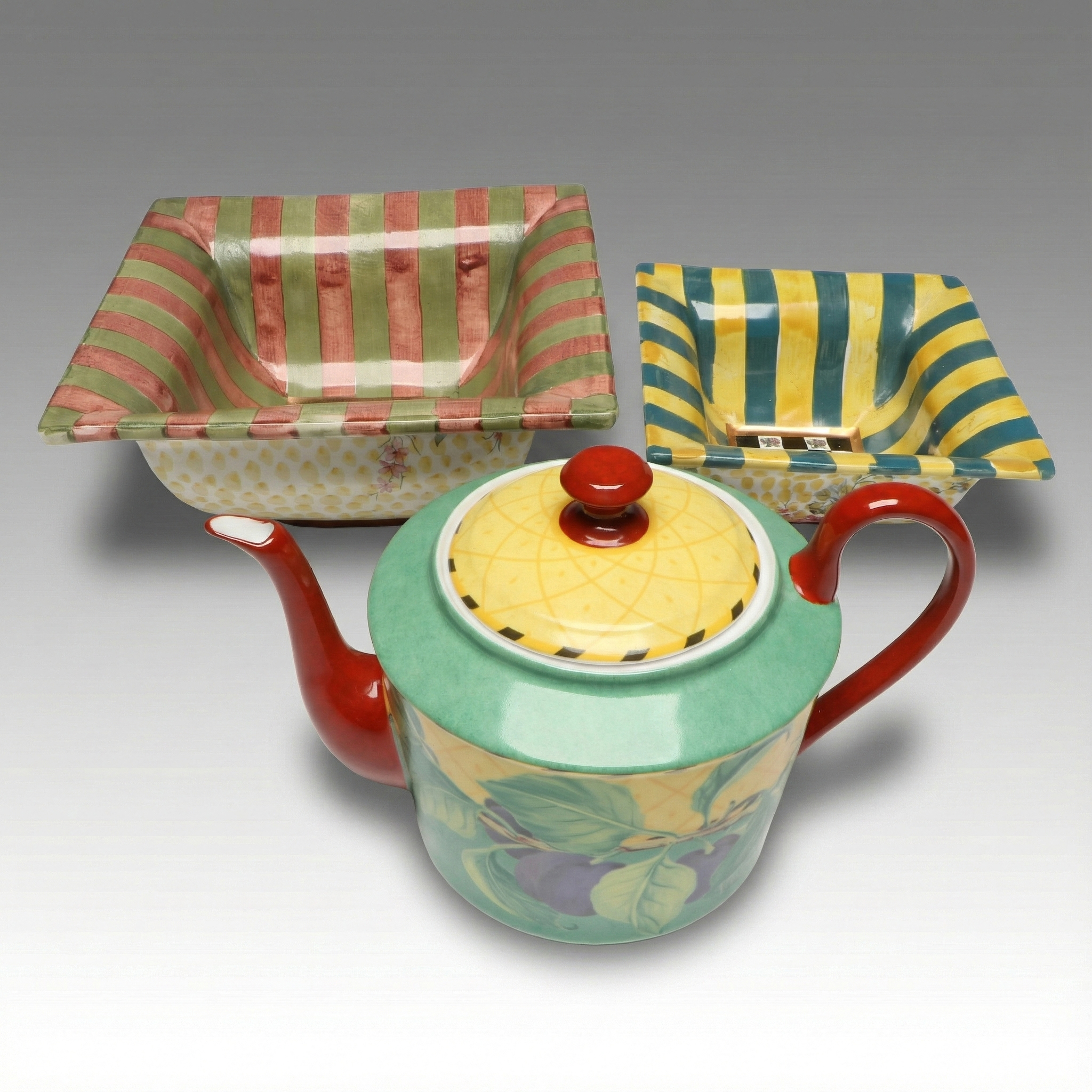 MacKenzie-Childs "Torquay" Ceramic Bowls with Laure Japy Porcelain Teapot