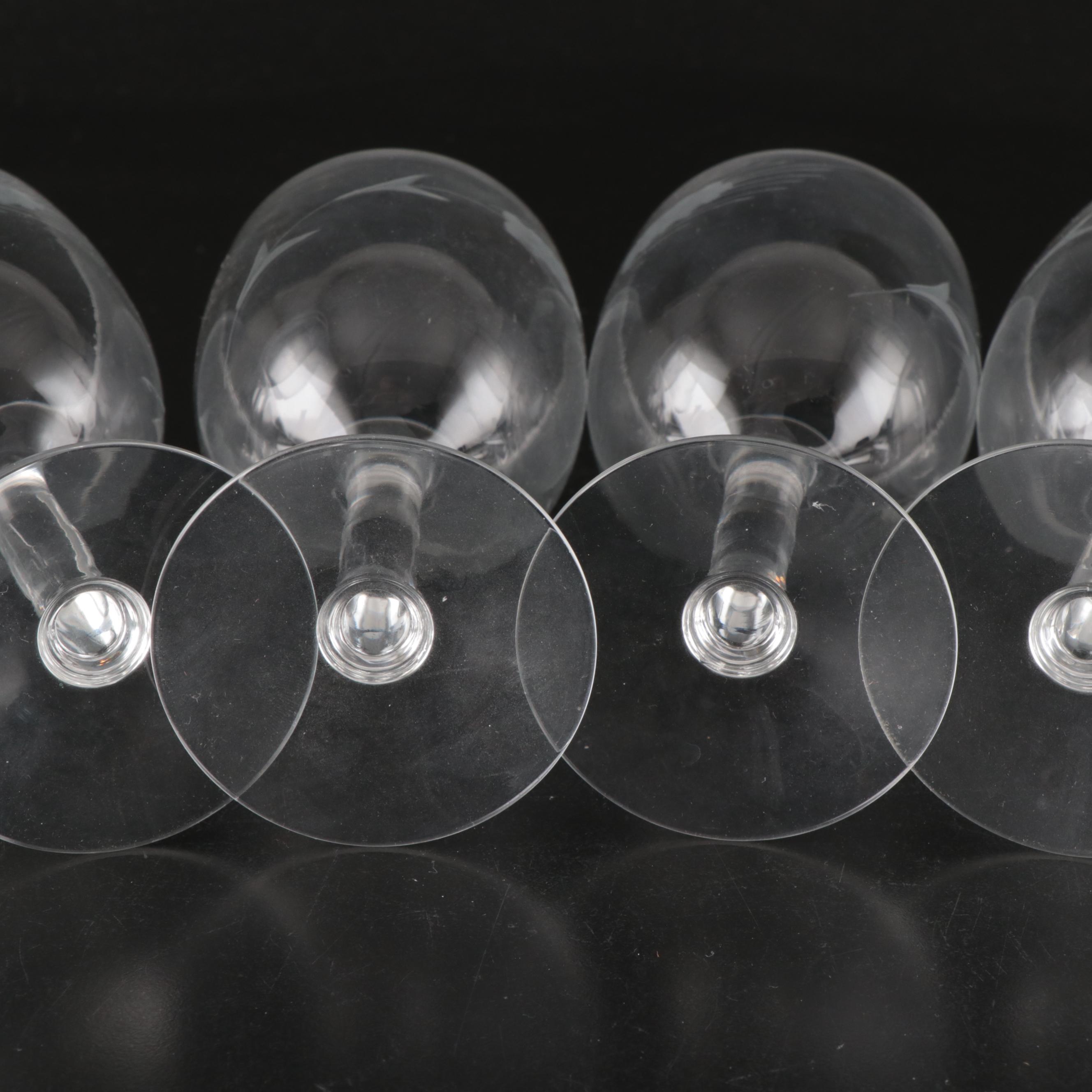 Etched Wheat Champagne Coupes and Other Stemware, Mid-20th Century