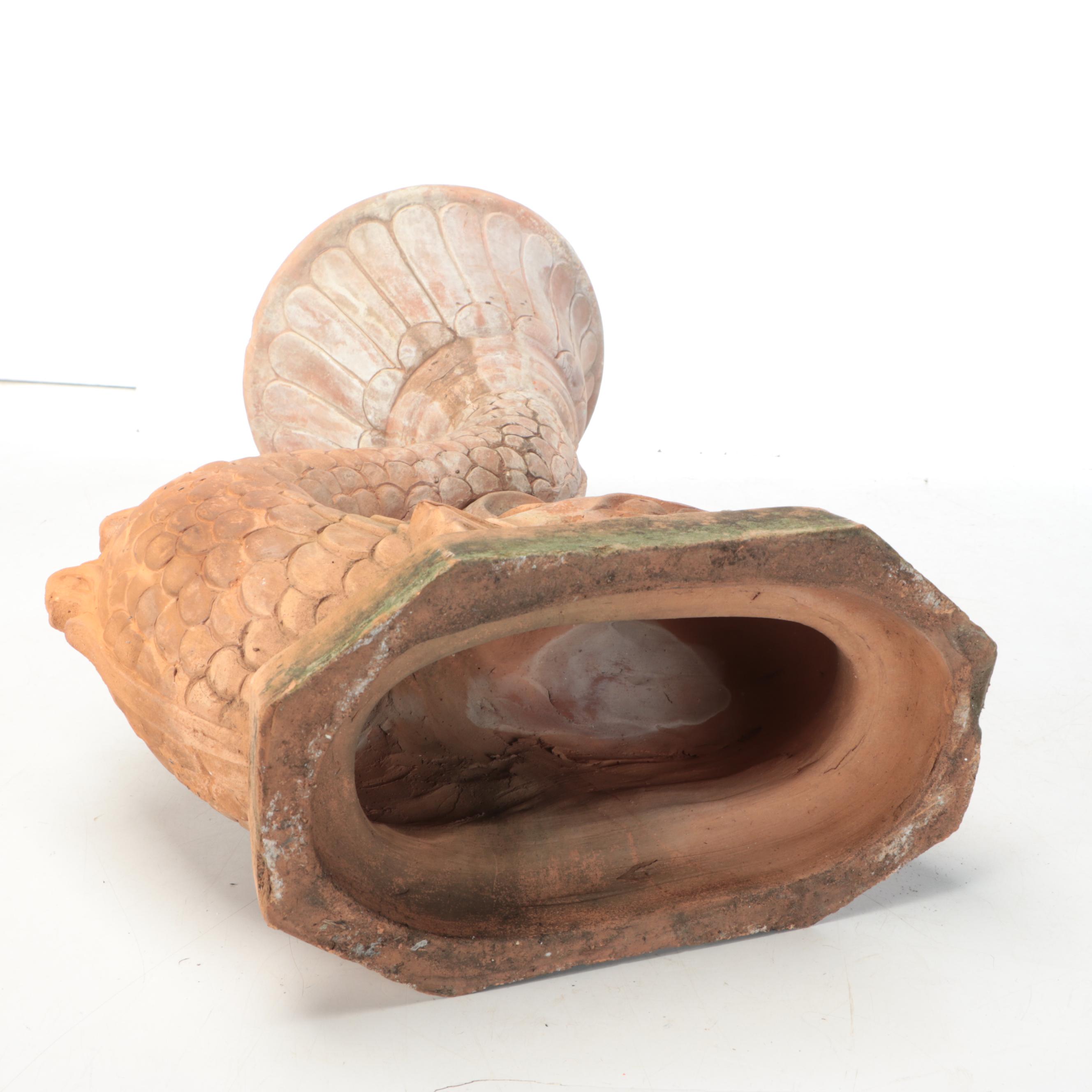 Italianate Terracotta Dolphin Garden Planter, Vintage