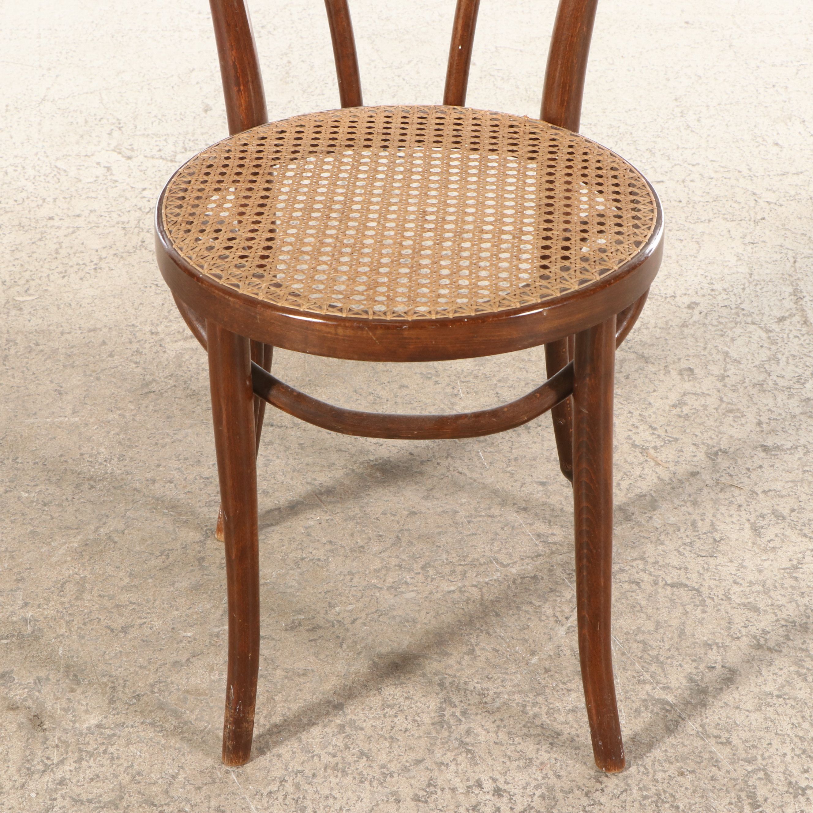 Kling Furniture Walnut Finish Games Table with Bentwood and Cane Bistro Chairs