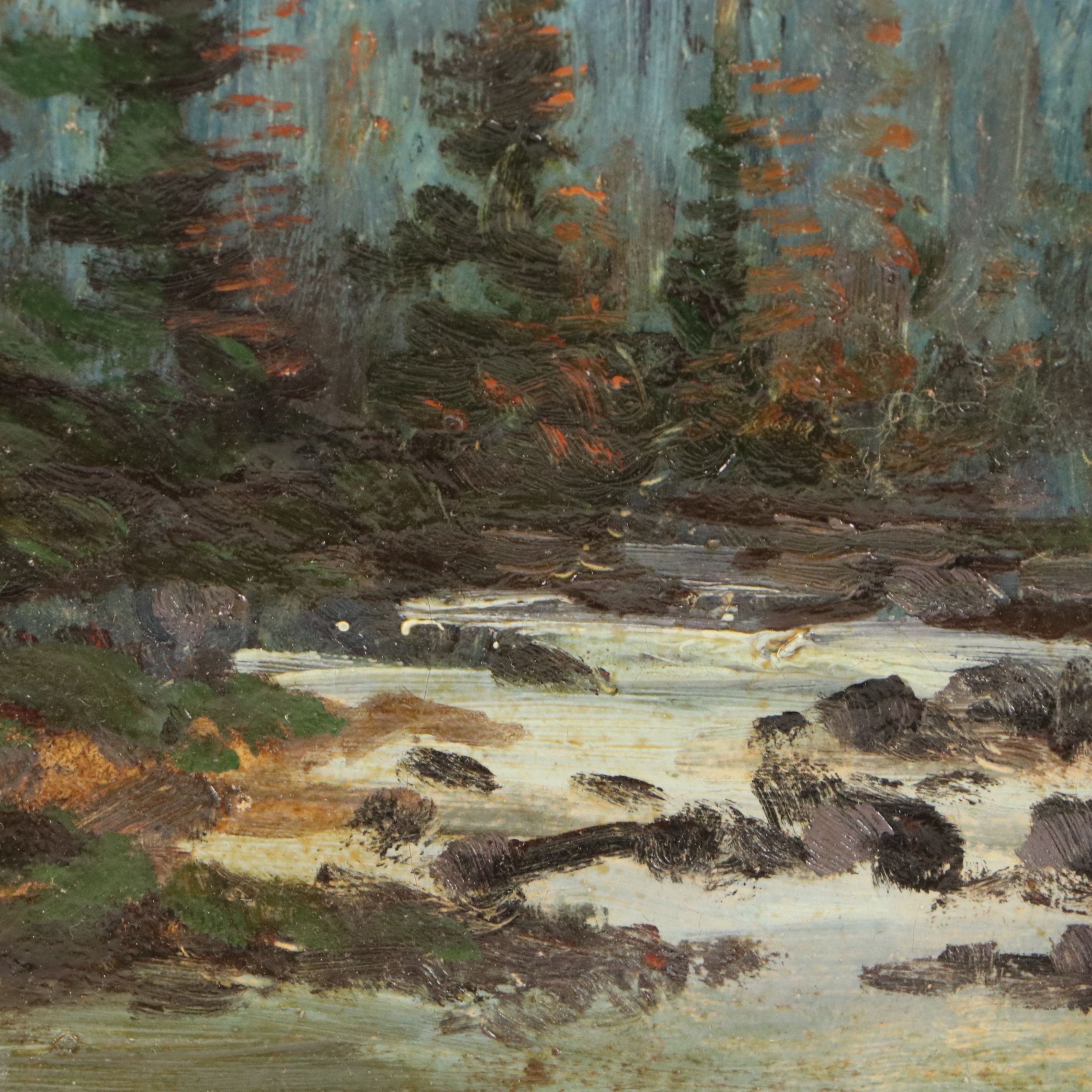 Mountainous Wooded Landscape Oil Painting, Circa 1940