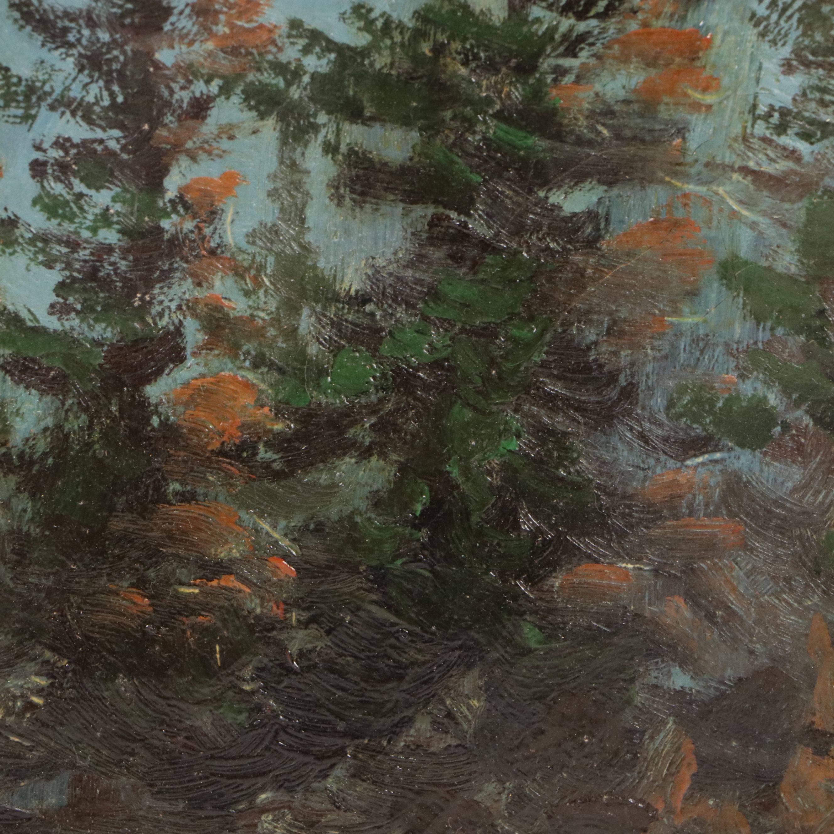 Mountainous Wooded Landscape Oil Painting, Circa 1940