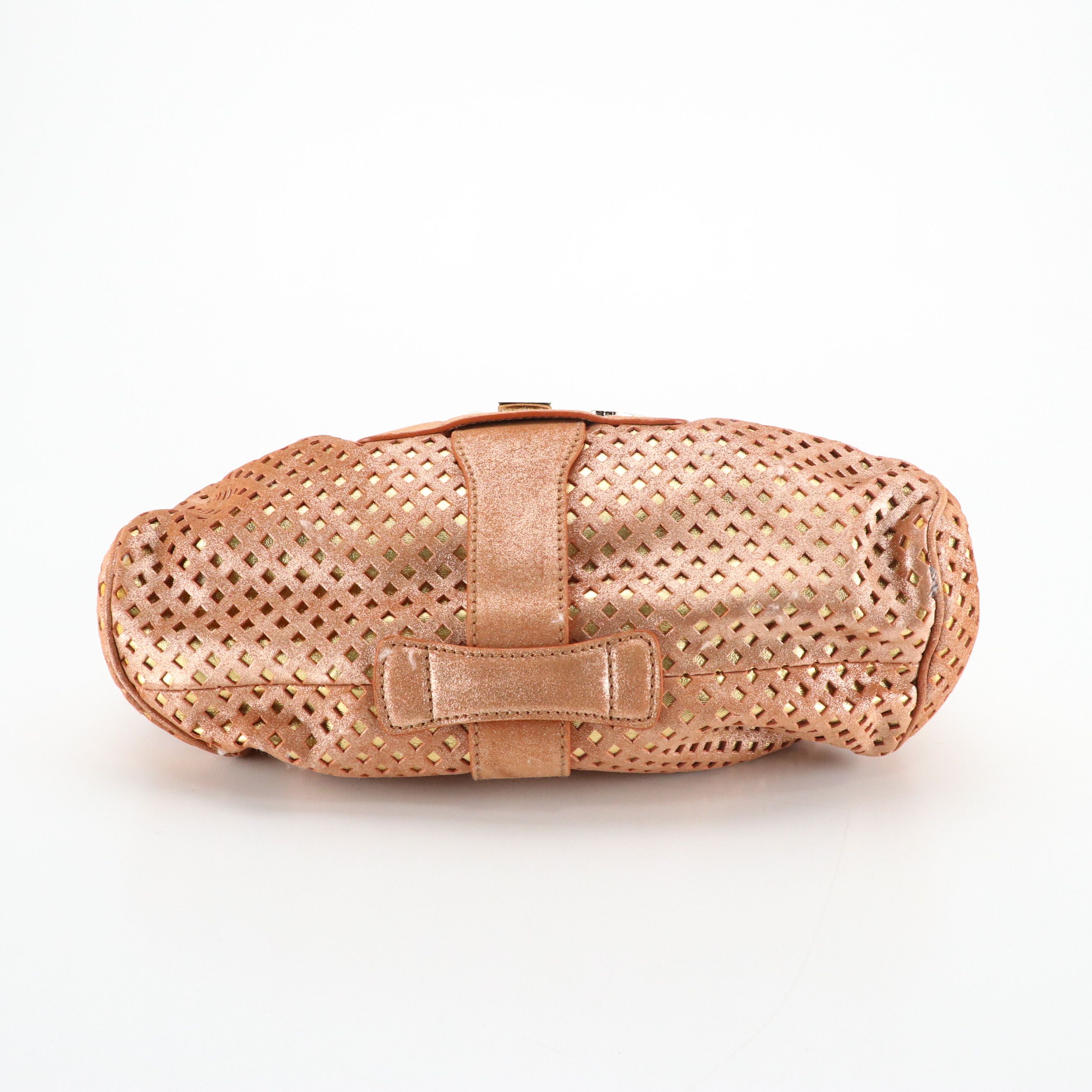 Jimmy Choo Laser Cut Metallic Bicolor Leather Shoulder Bag