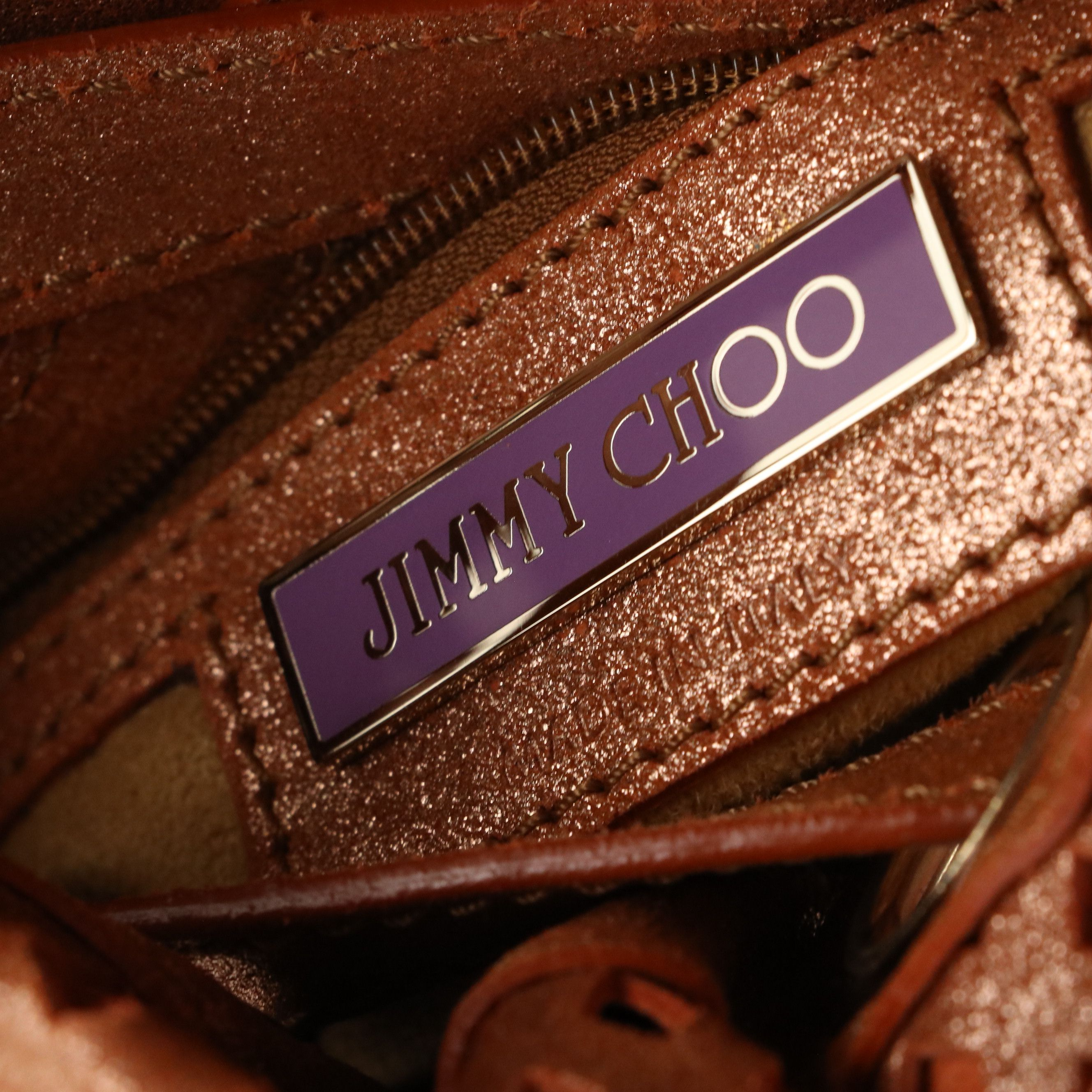 Jimmy Choo Laser Cut Metallic Bicolor Leather Shoulder Bag