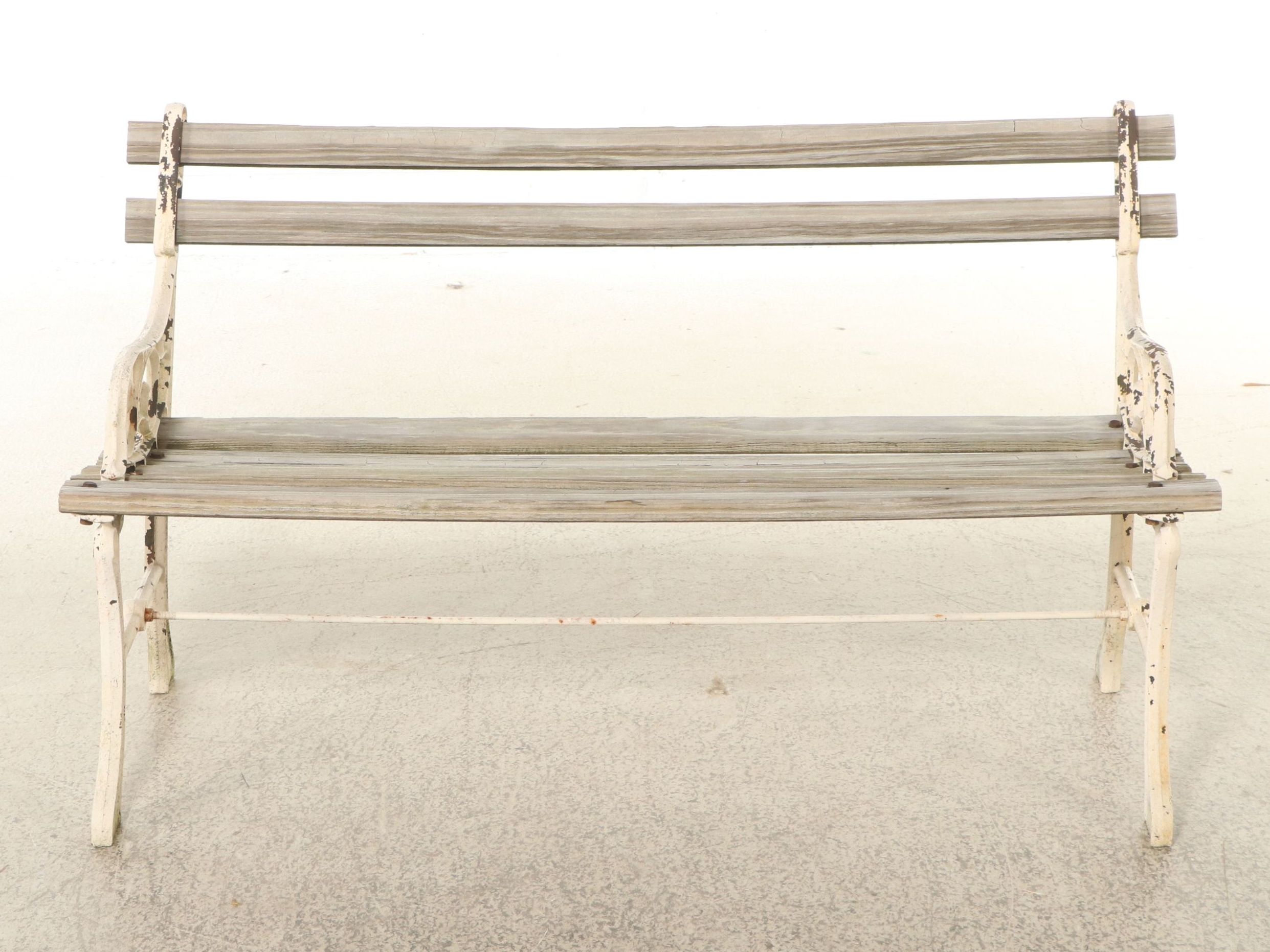 Victorian Style Cast Iron and Slat Wood Bench, Vintage