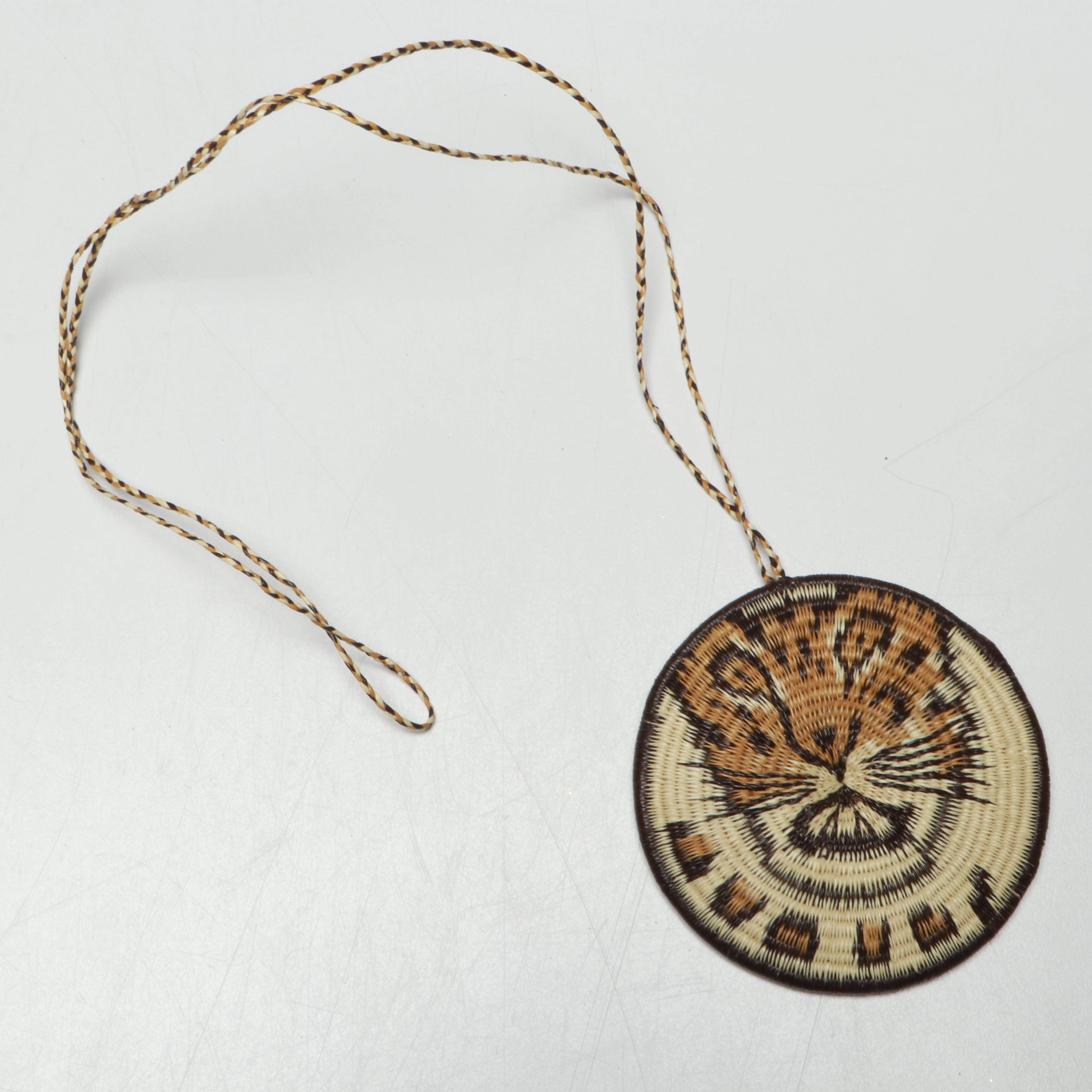 Panamanian Emberá-Wounaan Chunga Fiber Figural Adornments and Basket