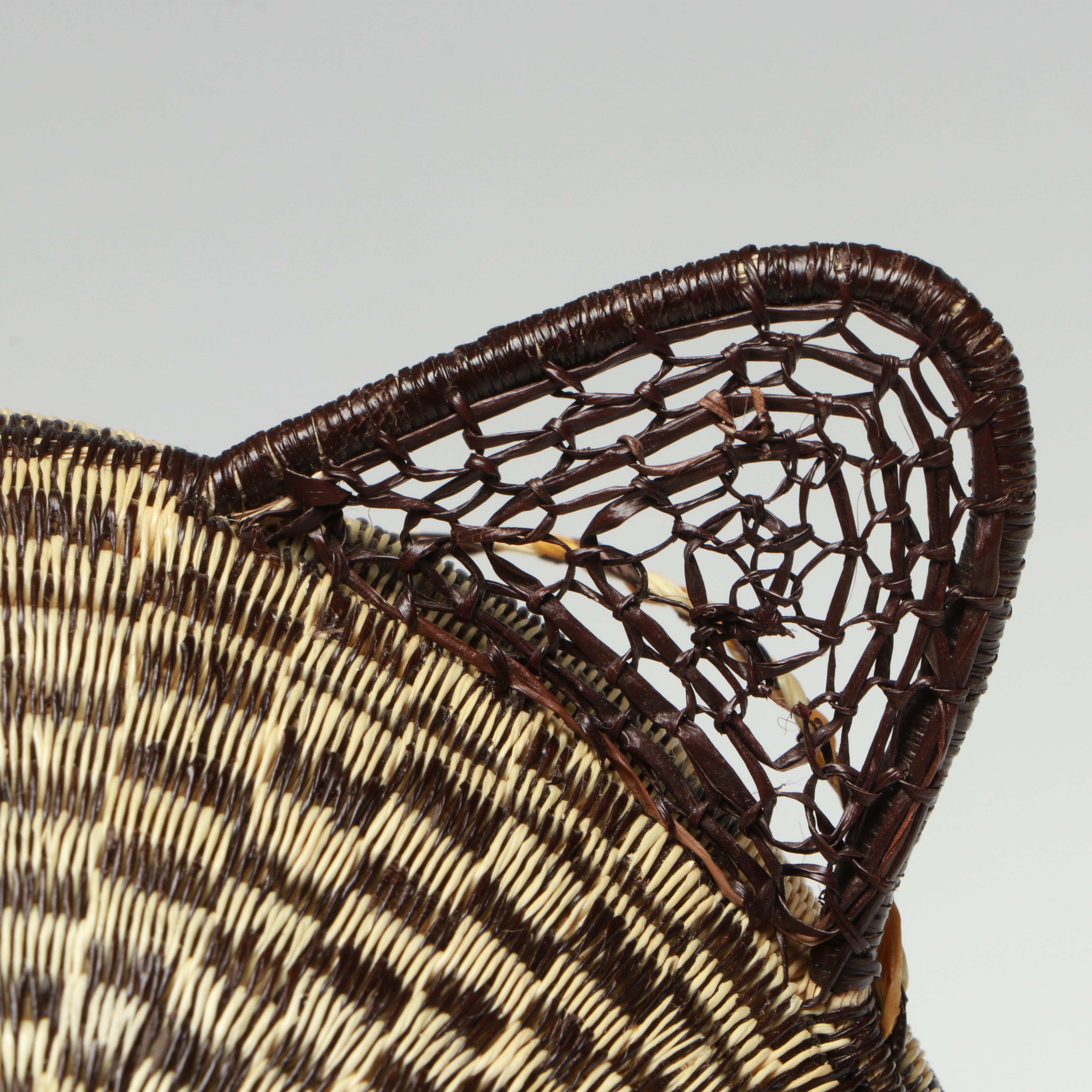 Panamanian Emberá-Wounaan Chunga Fiber Figural Adornments and Basket