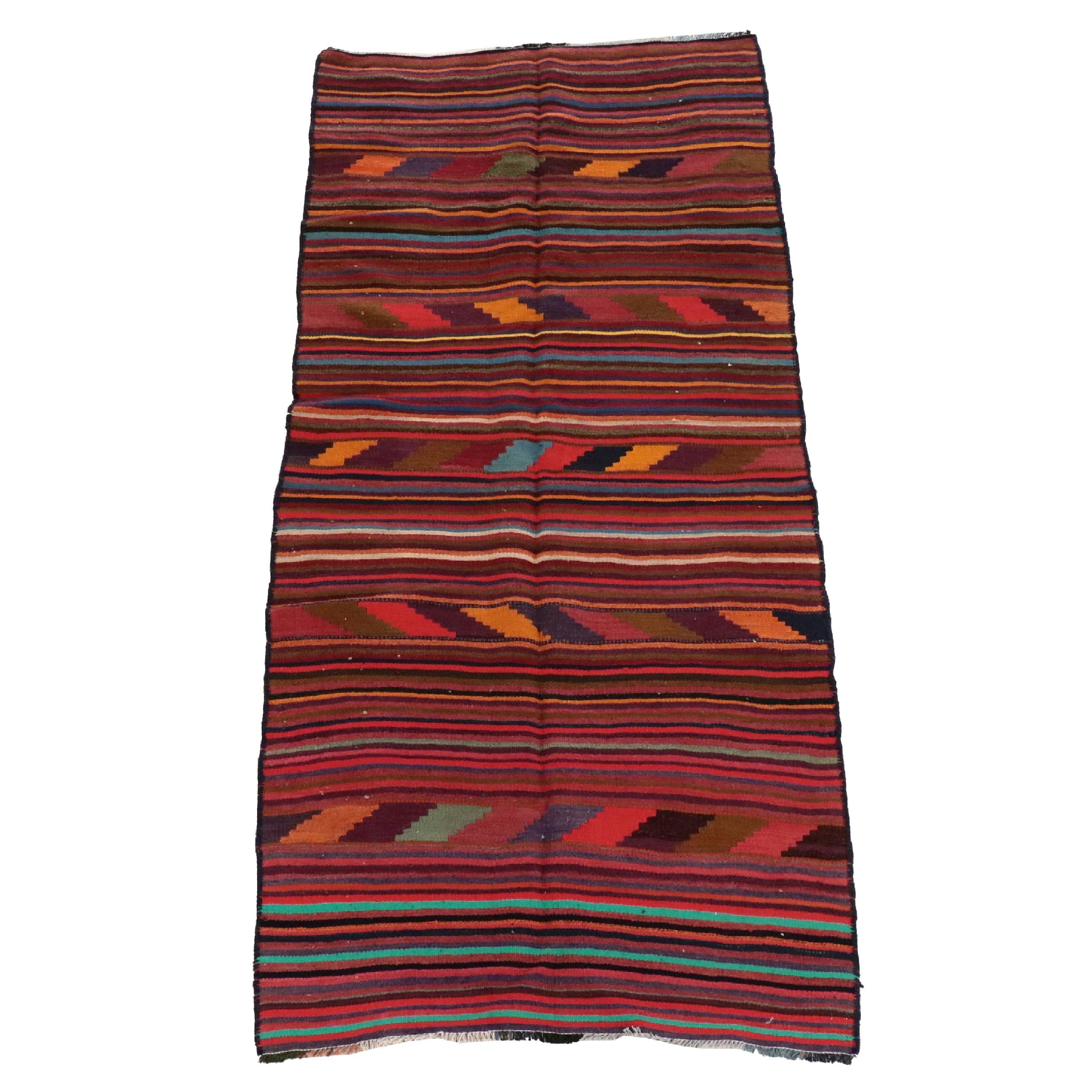 4'2 x 9'2 Handwoven Turkish Kilim Long Rug