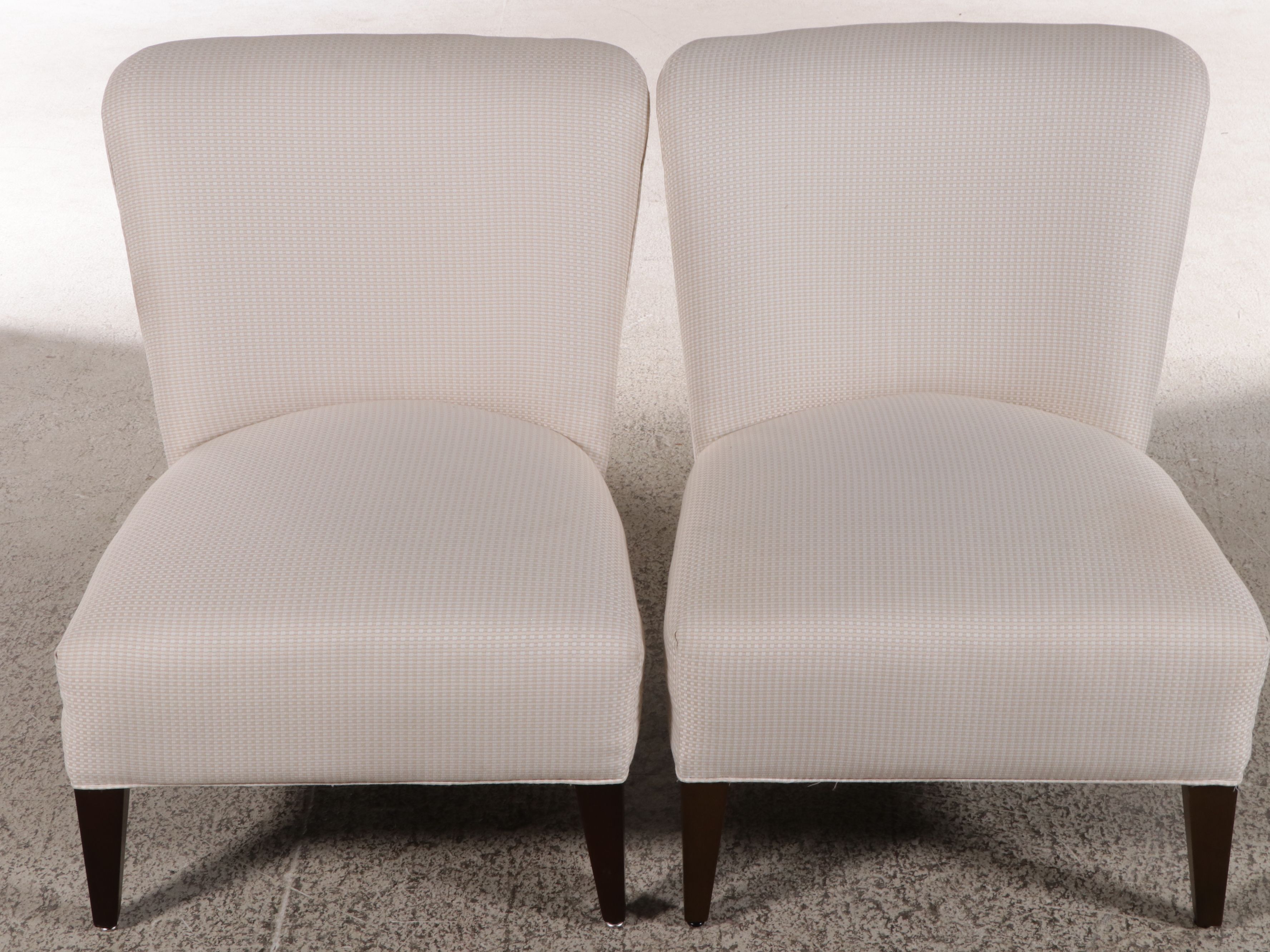 Pair of Contemporary Art Deco Style Upholstered Slipper Chairs