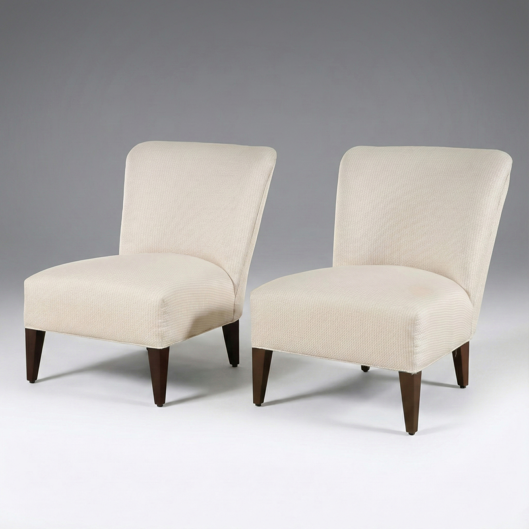 Pair of Contemporary Art Deco Style Upholstered Slipper Chairs