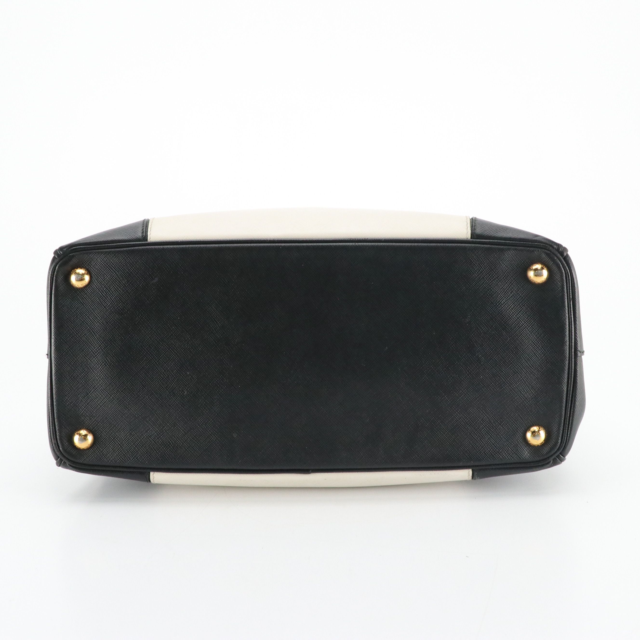 Prada Double Zip Galleria Tote in Dark Blue and White Saffiano Lux Leather