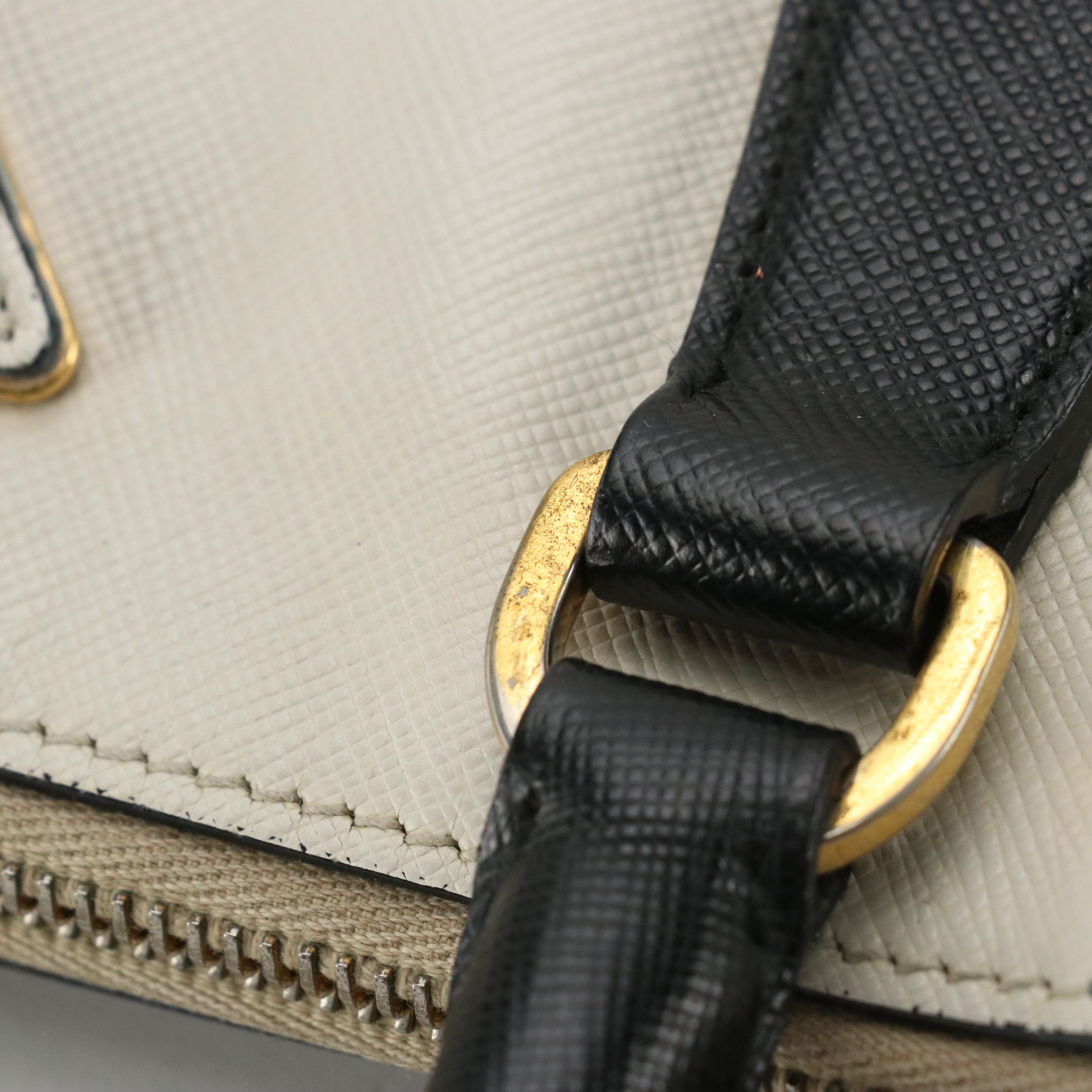 Prada Double Zip Galleria Tote in Dark Blue and White Saffiano Lux Leather