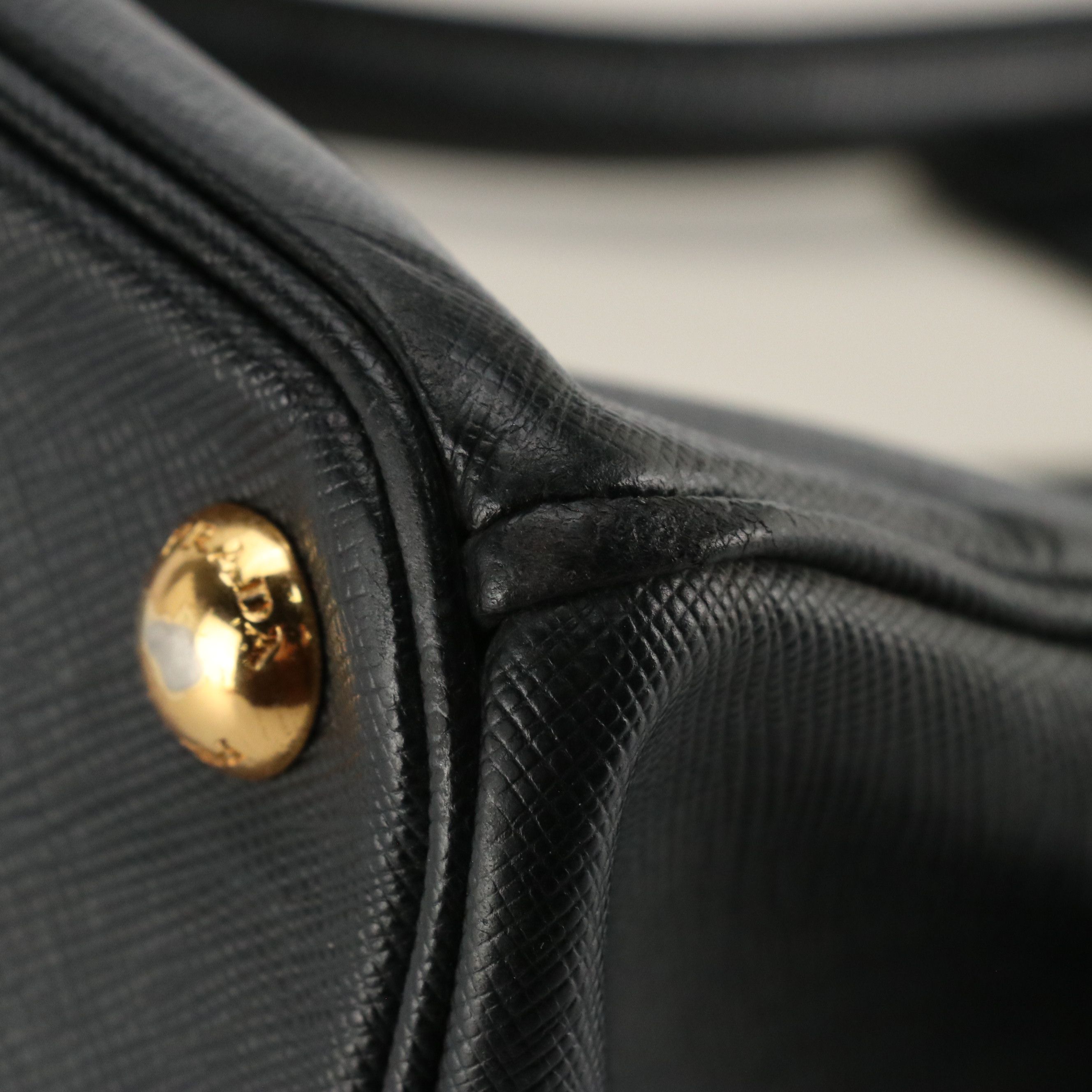 Prada Double Zip Galleria Tote in Dark Blue and White Saffiano Lux Leather