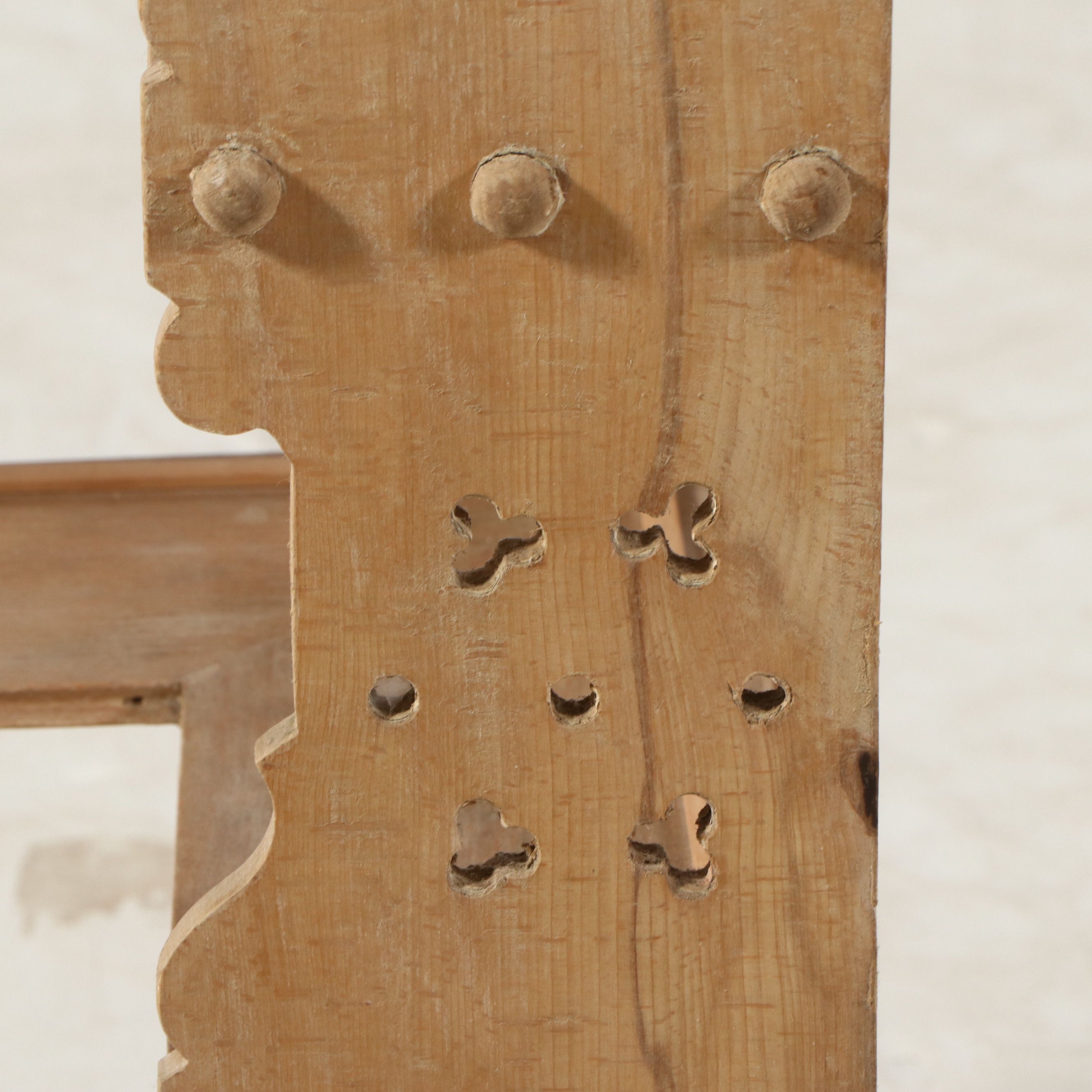 Scandinavian Style Carved Wood Corner Wall Shelf