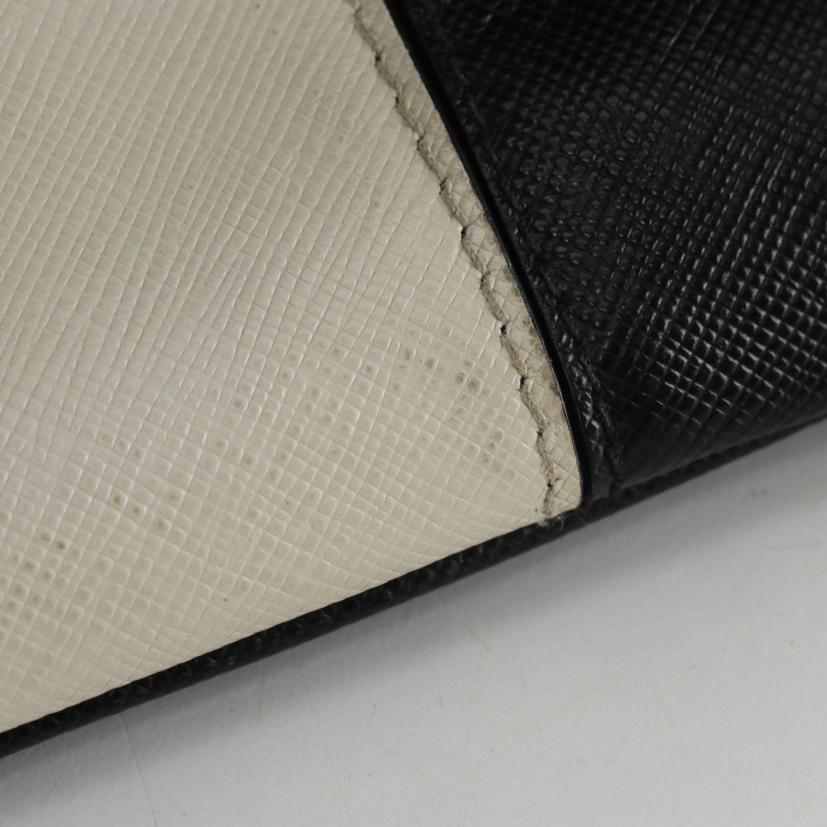 Prada Double Zip Galleria Tote in Dark Blue and White Saffiano Lux Leather