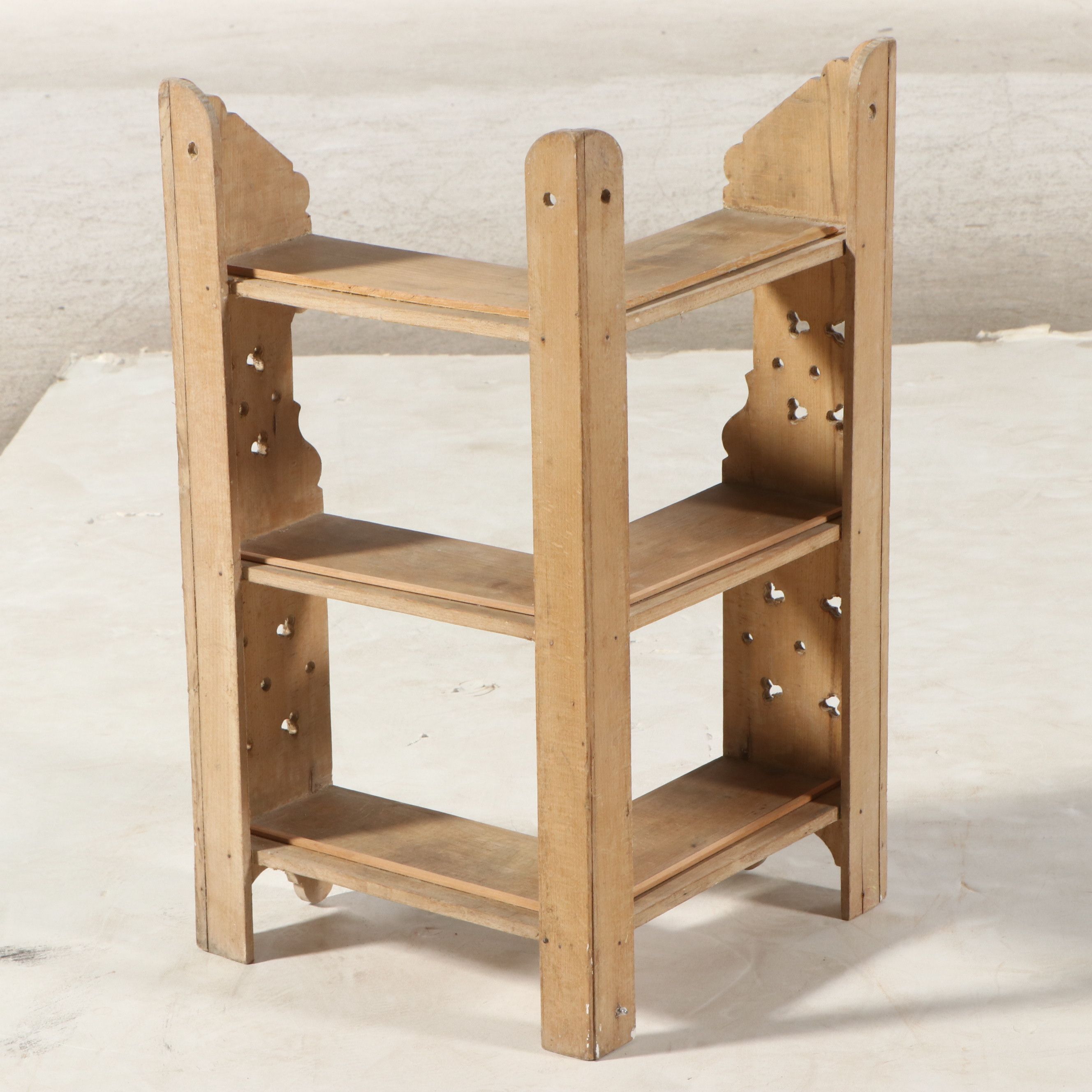 Scandinavian Style Carved Wood Corner Wall Shelf