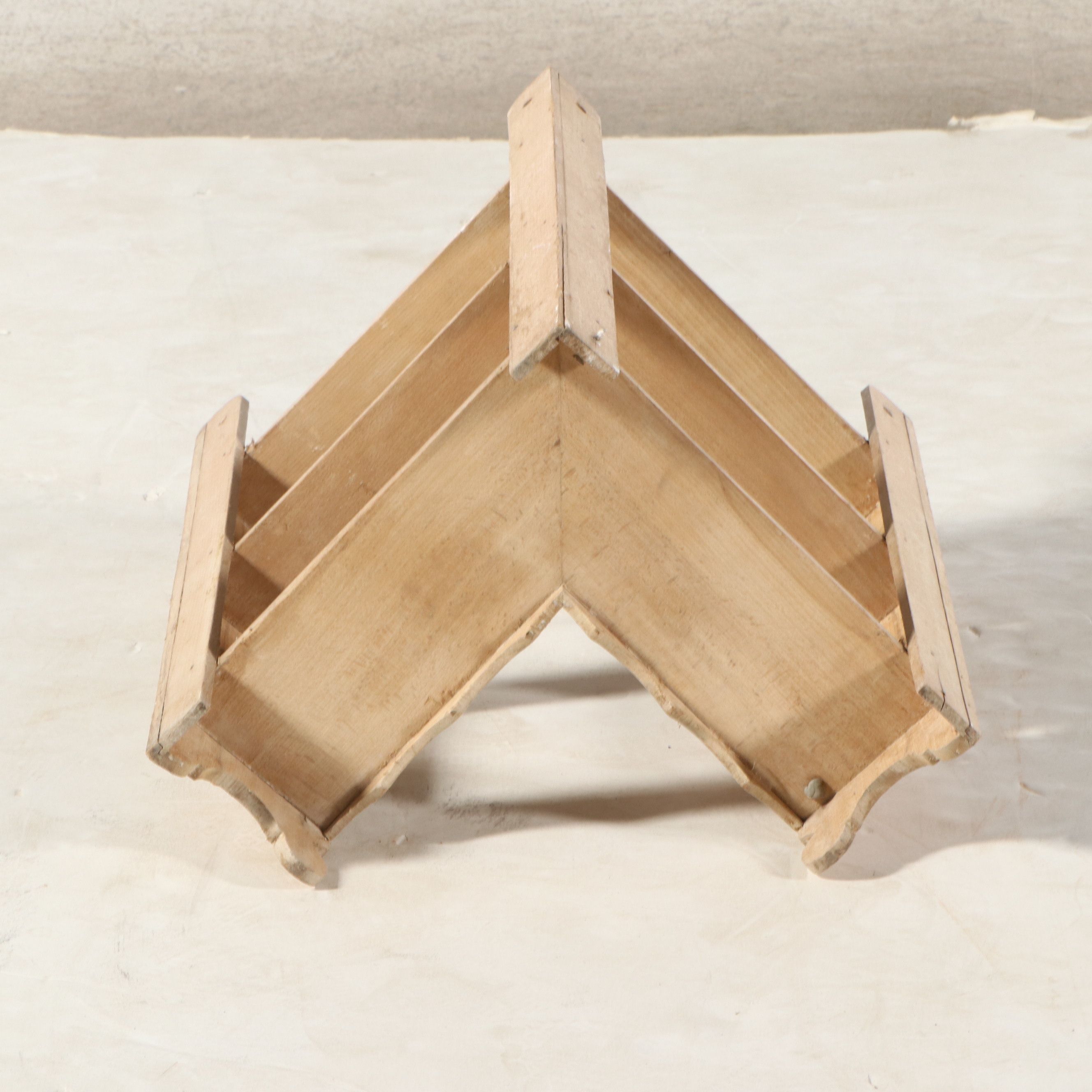 Scandinavian Style Carved Wood Corner Wall Shelf