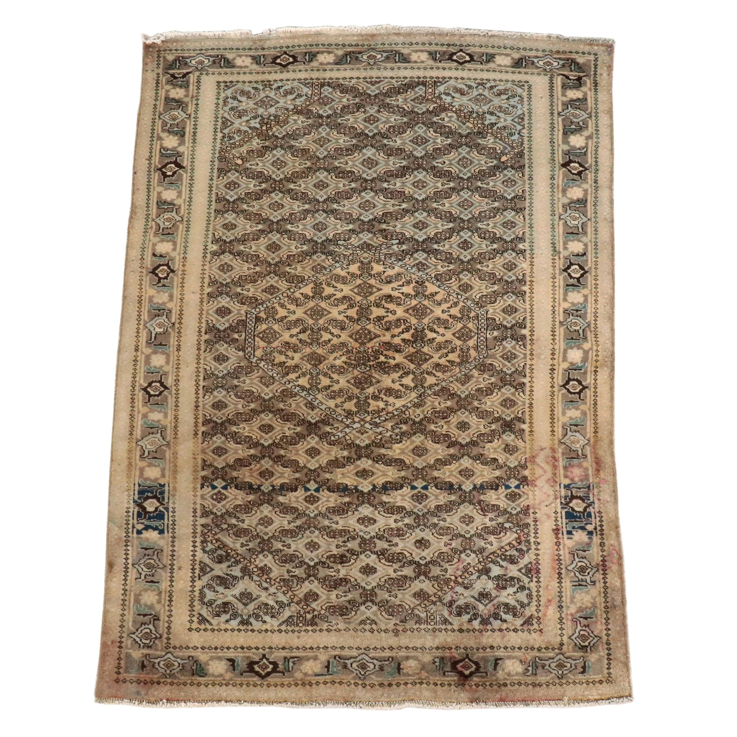 4' x 6'1 Hand-Knotted Persian Bijar Area Rug