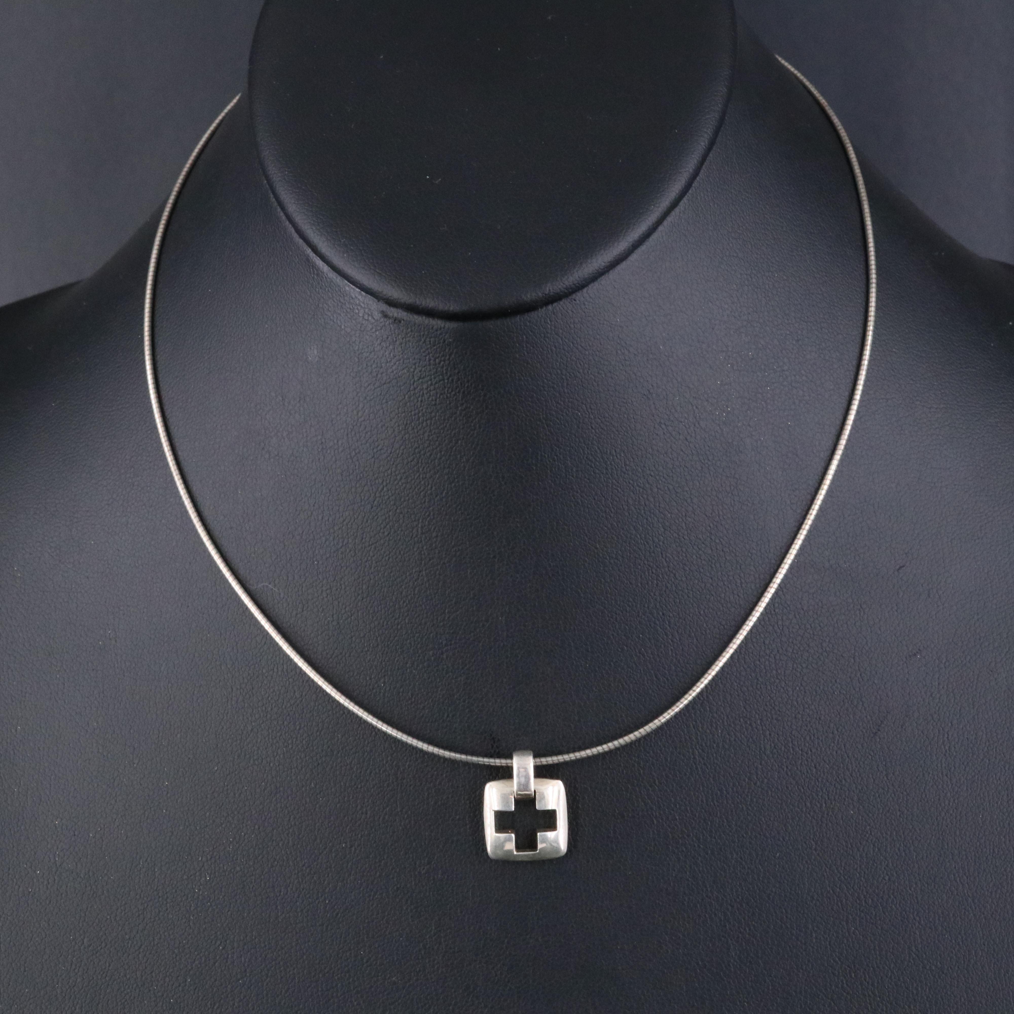 Tiffany & Co. Sterling Cross Cut-Out Pendant Necklace